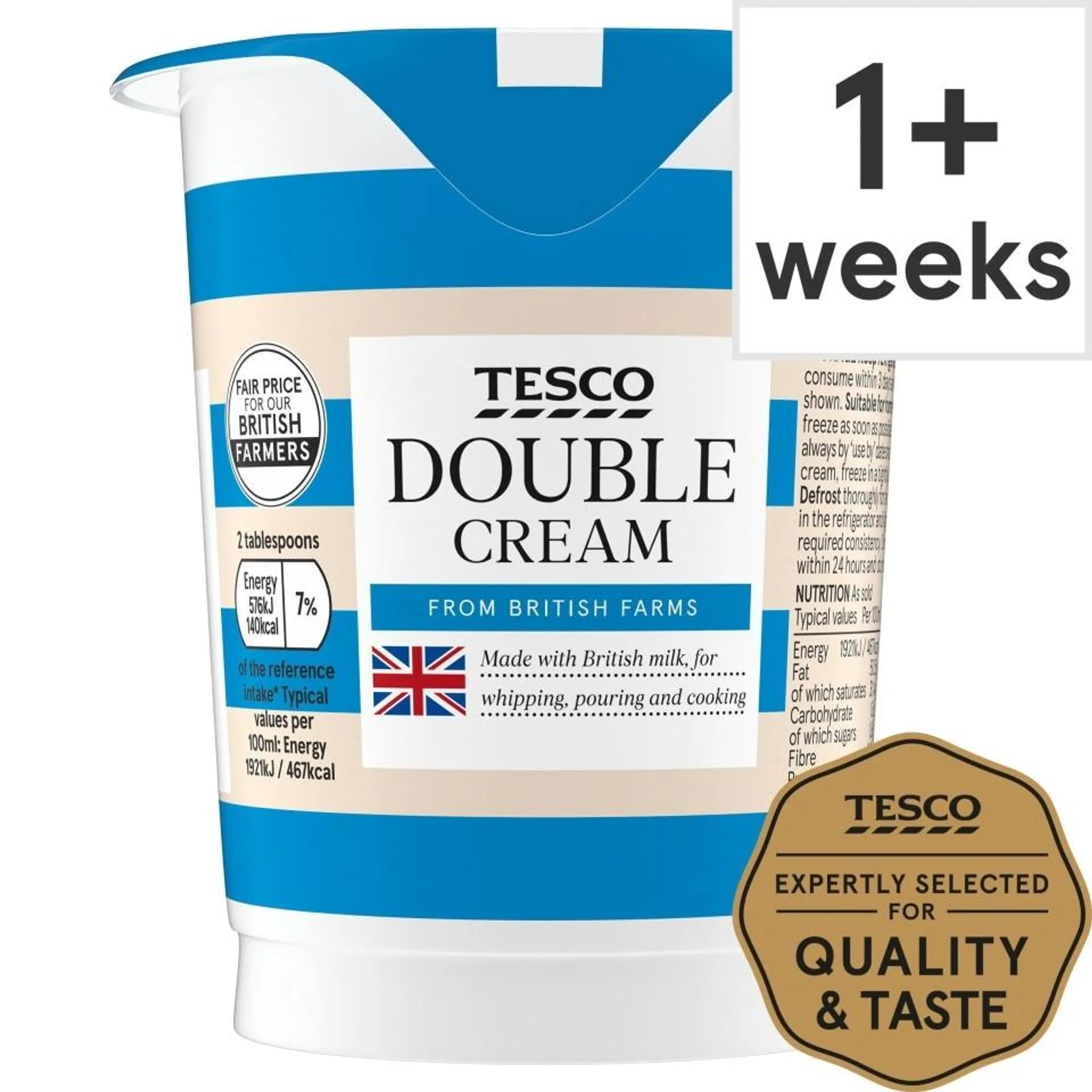 Tesco British Double Cream 300Ml