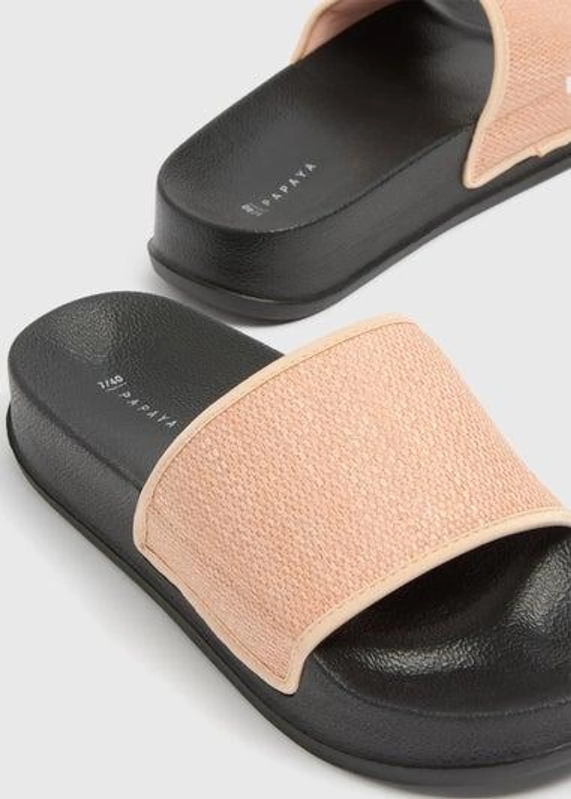 Coral Raffia Platform Sliders