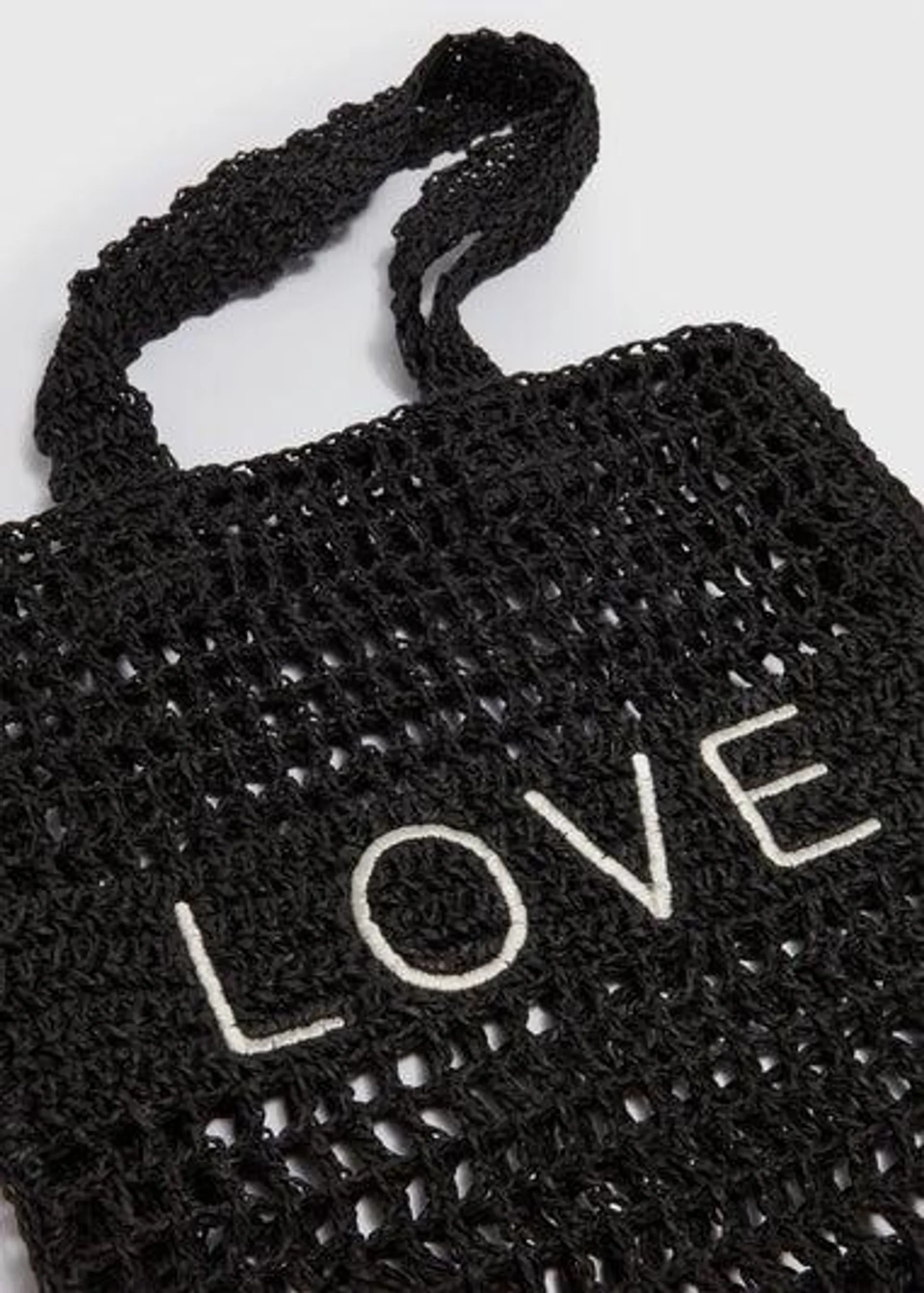 Black Love Shopper Straw Bag