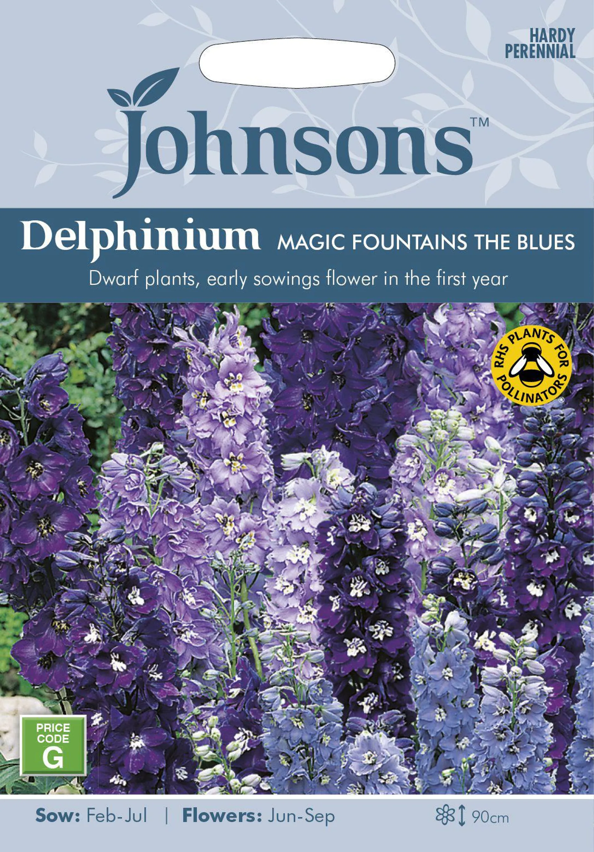 Johnsons Delphinium Magic Fountains Blues Seeds