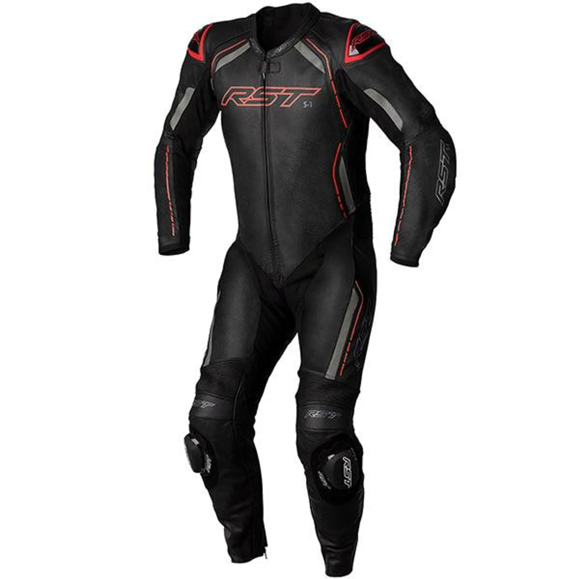 RST S-1 CE One Piece Leather Suit - Black / Grey / Red