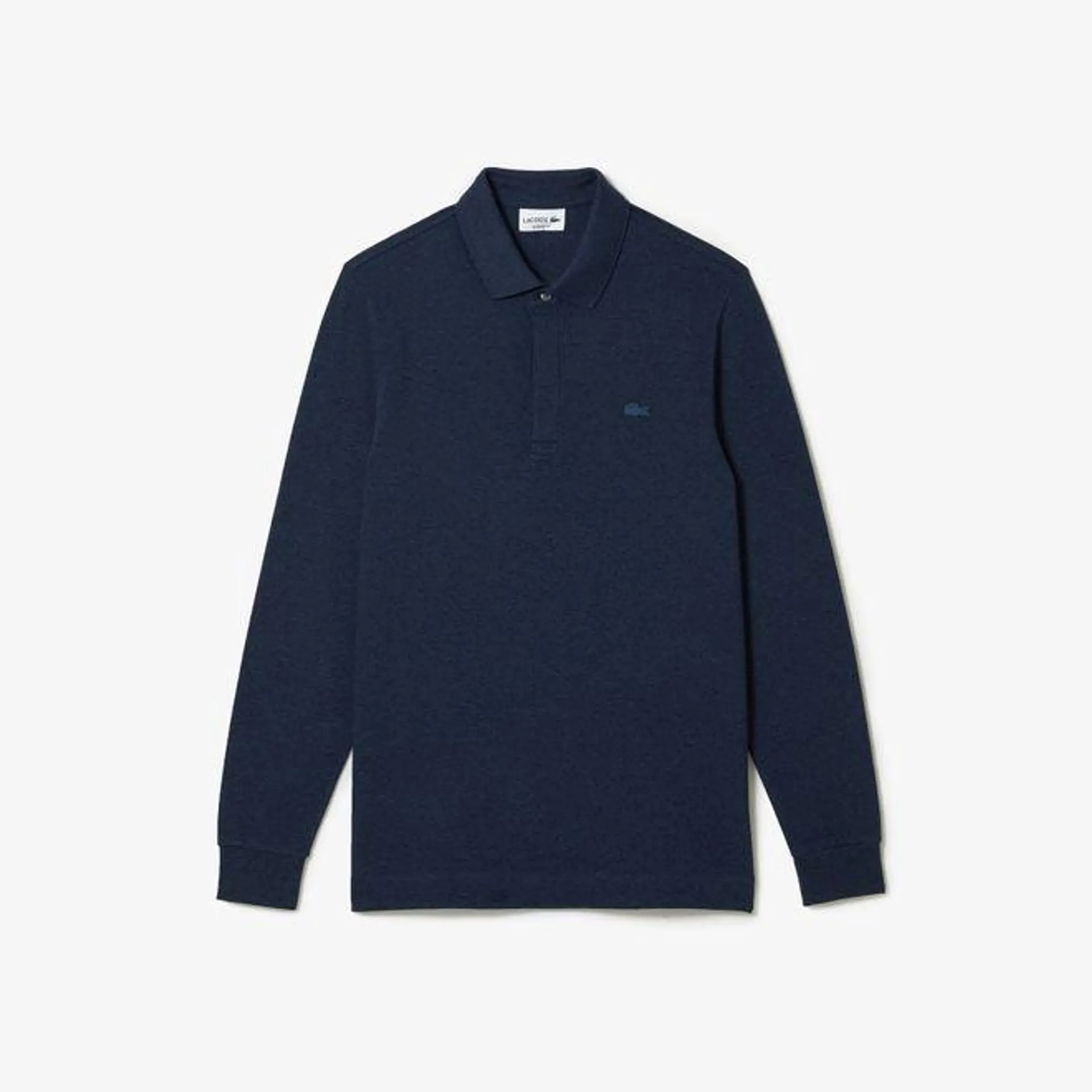 Lacoste Smart Paris Long Sleeve Stretch Cotton Polo Shirt in Navy