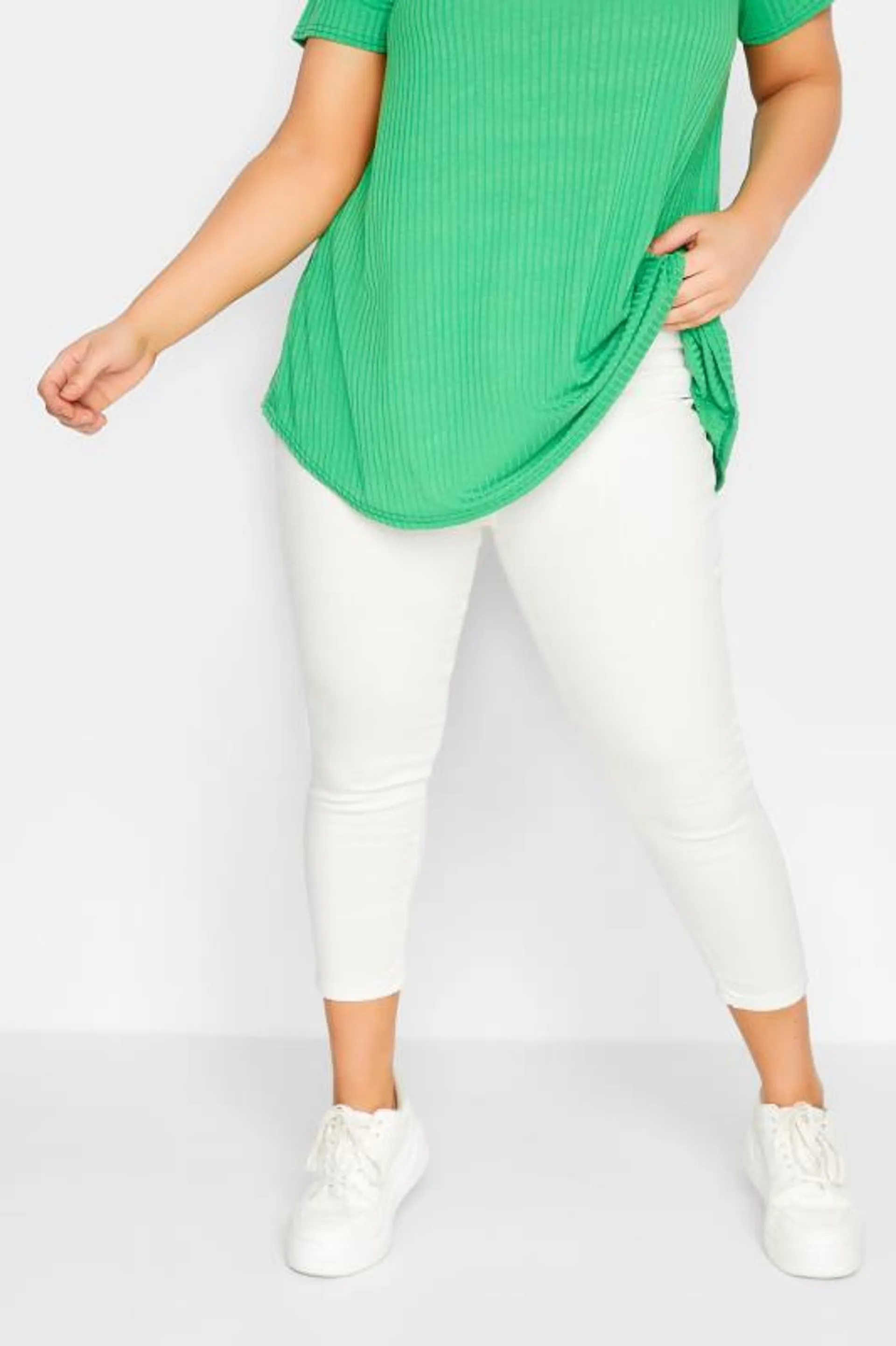 YOURS Curve White Cropped Stretch GRACE Jeggings