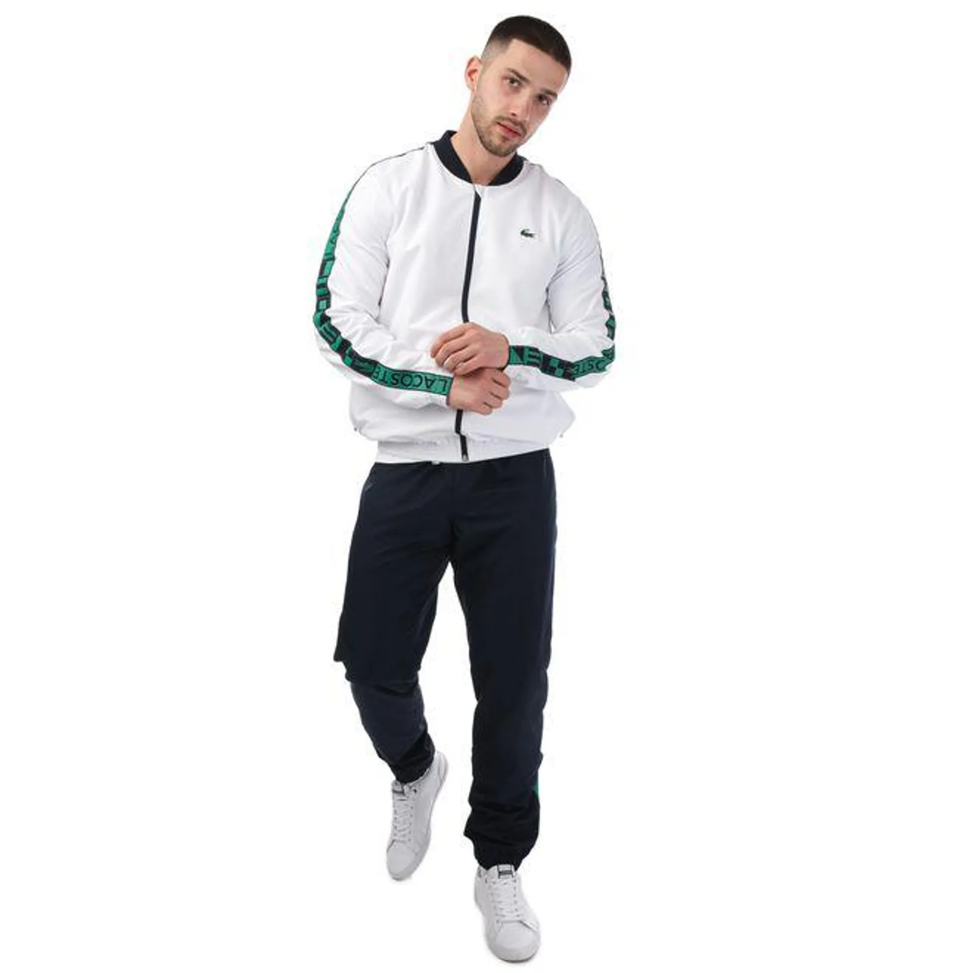 Lacoste Mens Sport Printed Tennis Tracksuit in White Navy