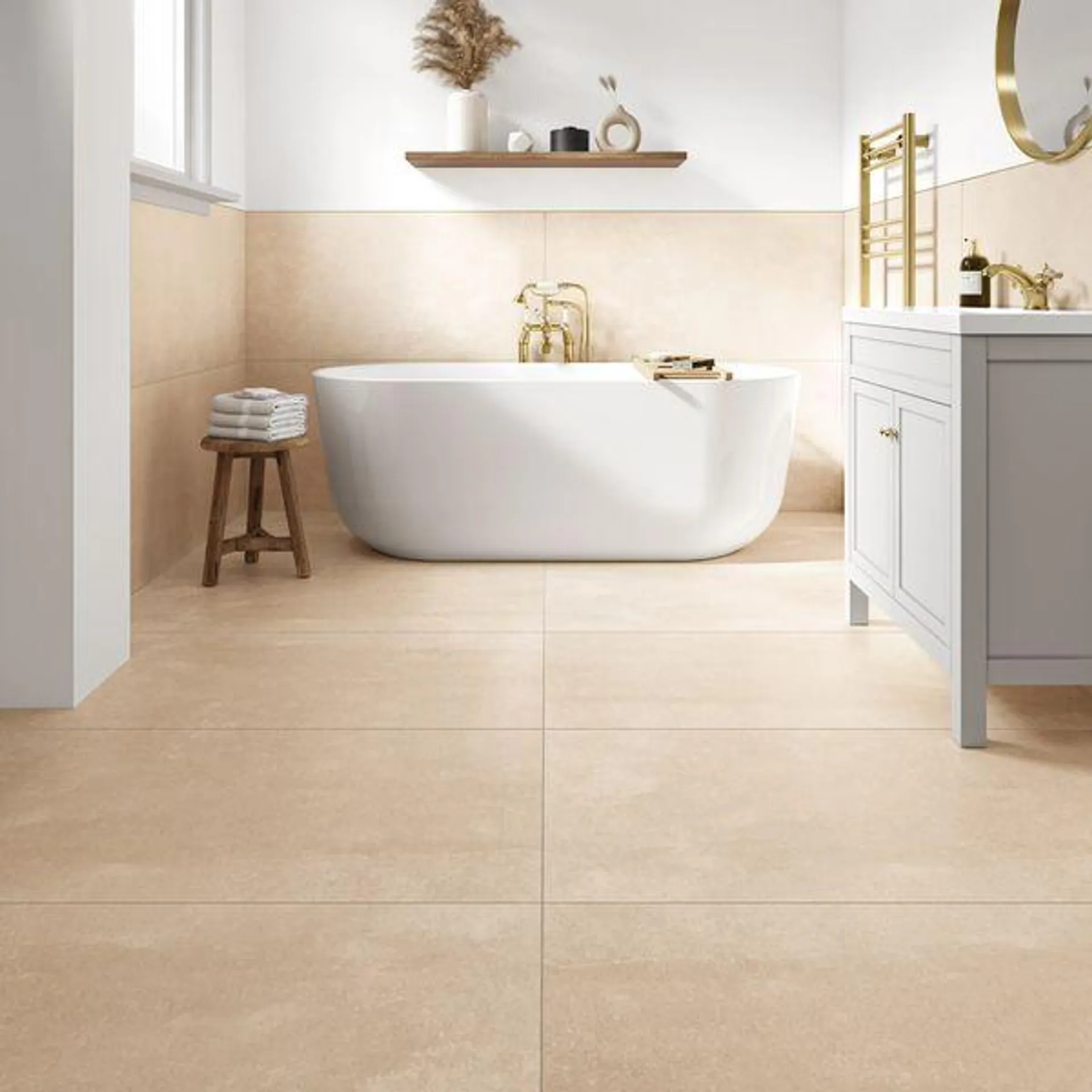 Cimento Beige Concrete Effect 600x1200 Wall and Floor Tile