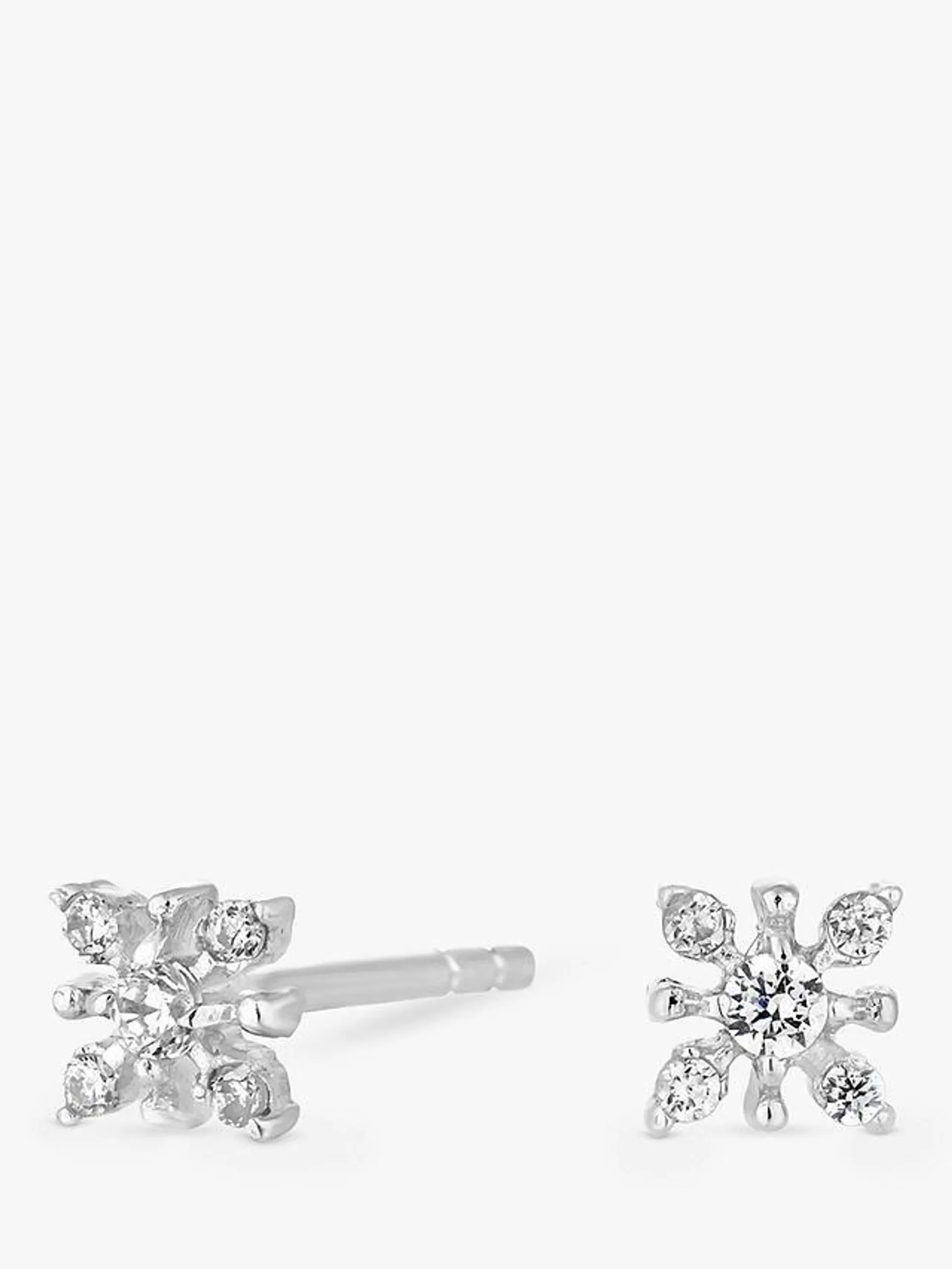 Simply Silver Mini Floral Cubic Zirconia Stud Earrings, Silver