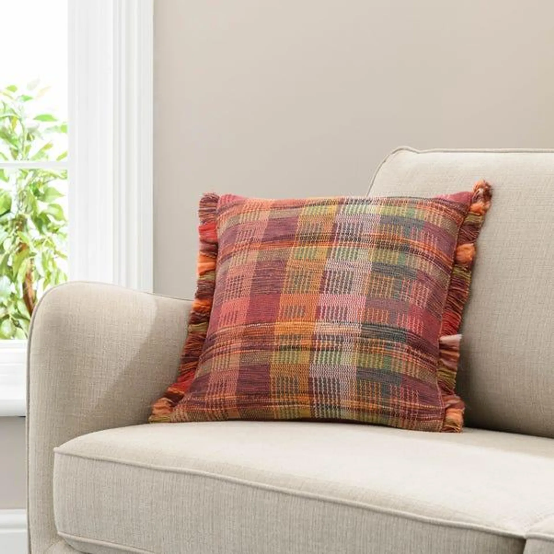 Handwoven Rainbow Cushion, 43 x 43cm