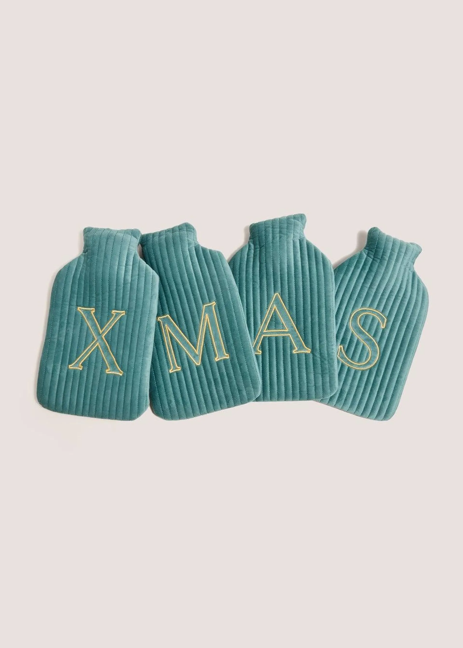 Teal Alphabet Hot Water Bottle