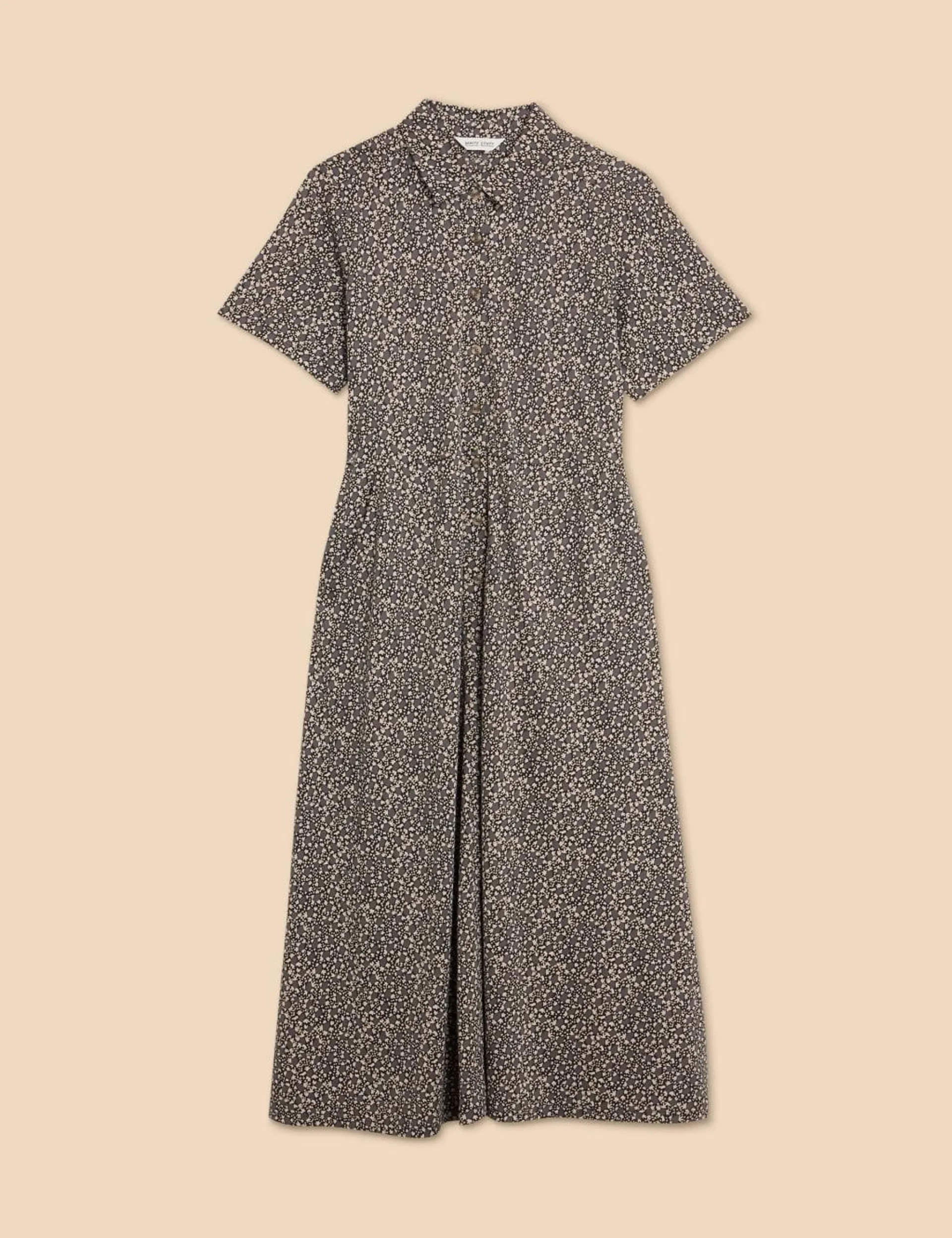 Jersey Printed Midi Shirt Dress