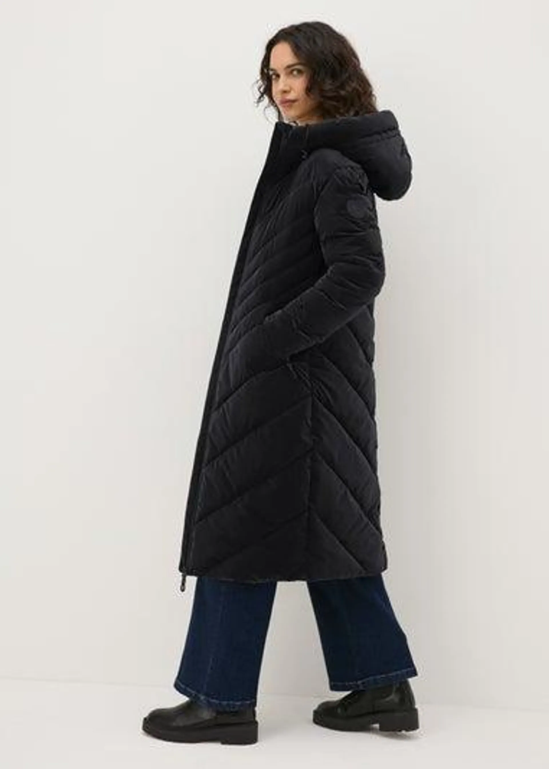 Black Technical Rubberised Long Padded Coat