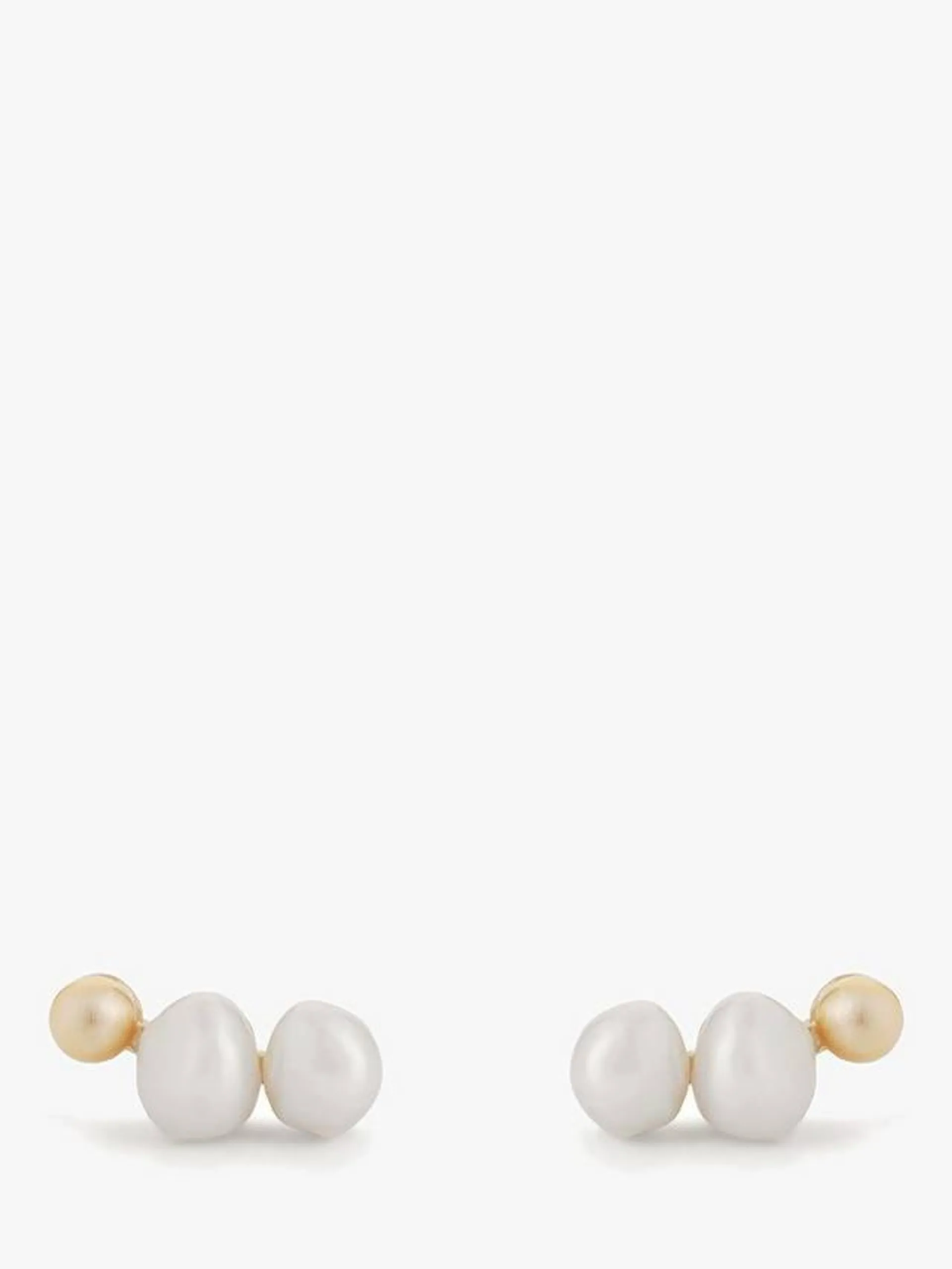 Serene Freshwater Pearl Crawler Stud Earrings