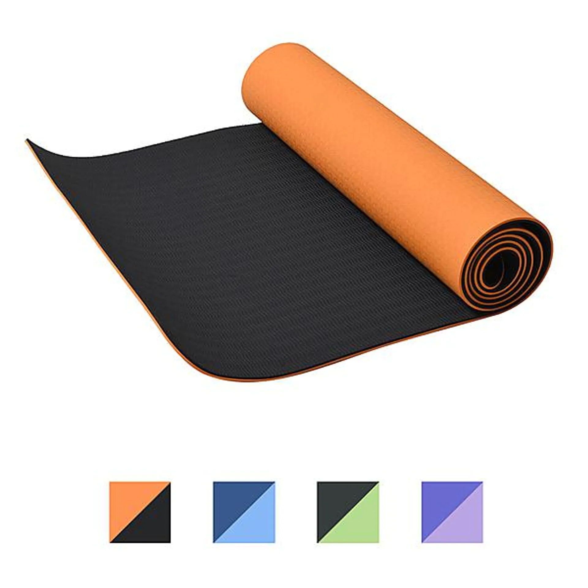 Eco-Friendly Non-Slip Fitness Yoga Mat with Carrying Strap - Orange