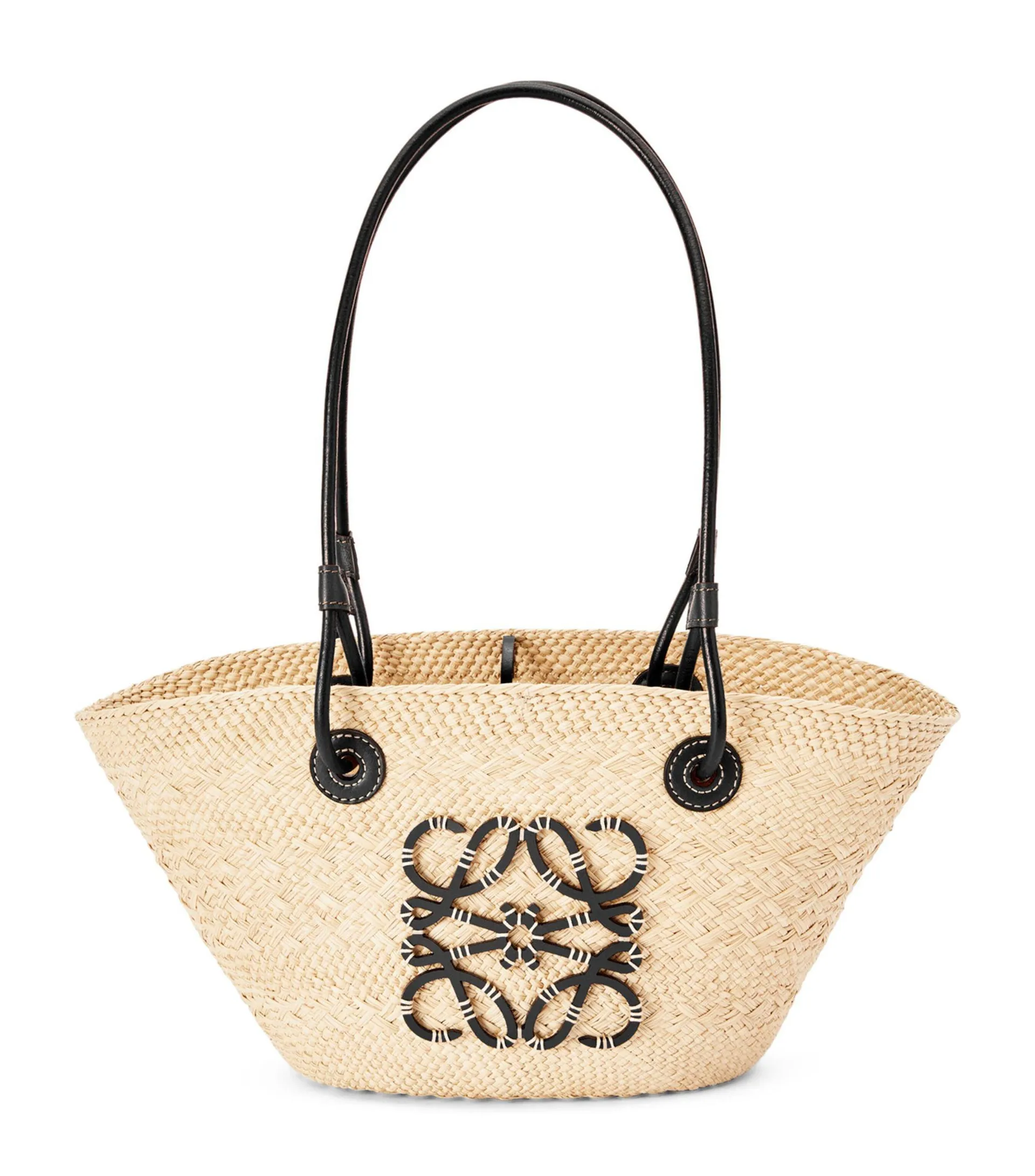 x Paula’s Ibiza Small Woven Anagram Basket Bag