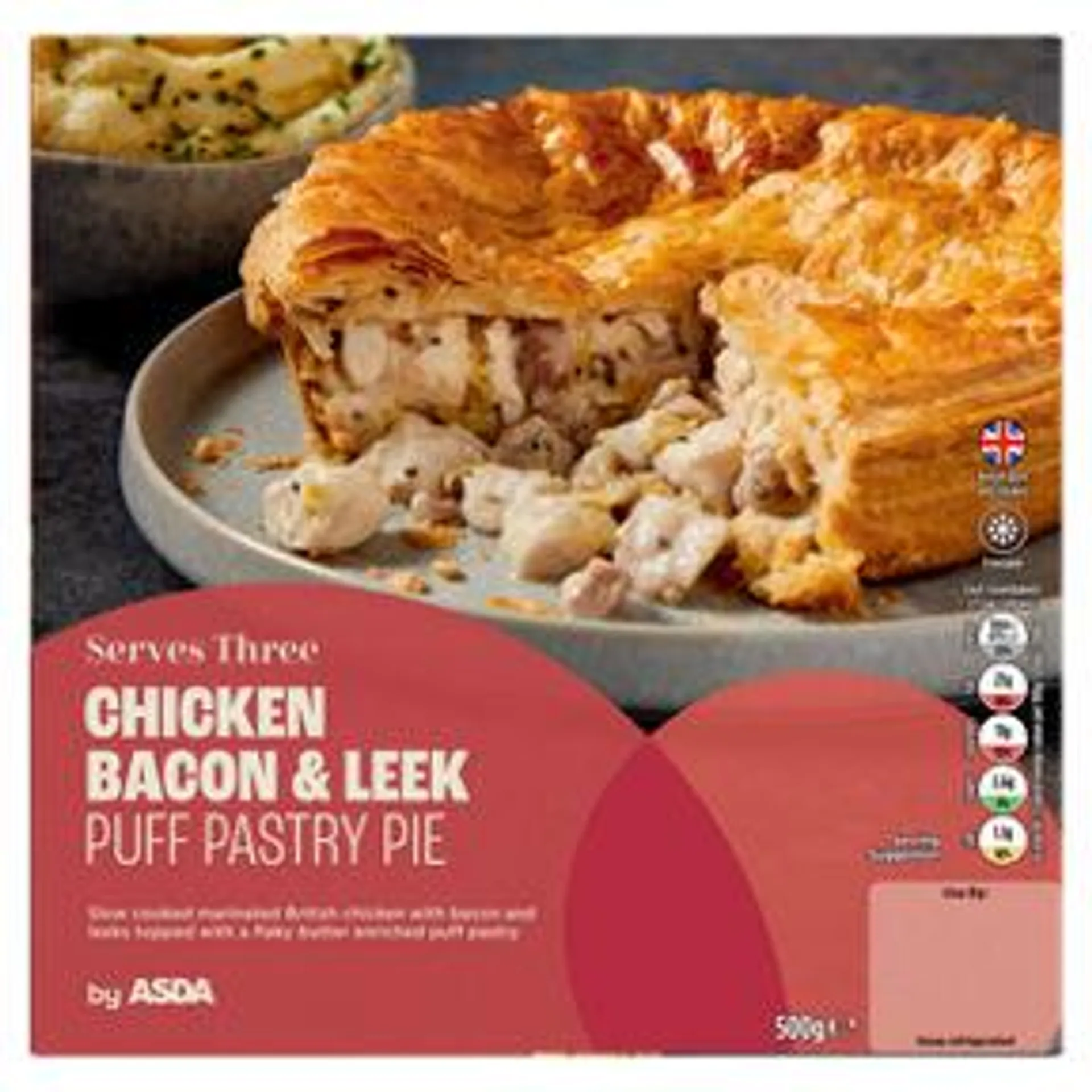 ASDA Chicken Bacon & Leek Puff Pastry Pie 500g