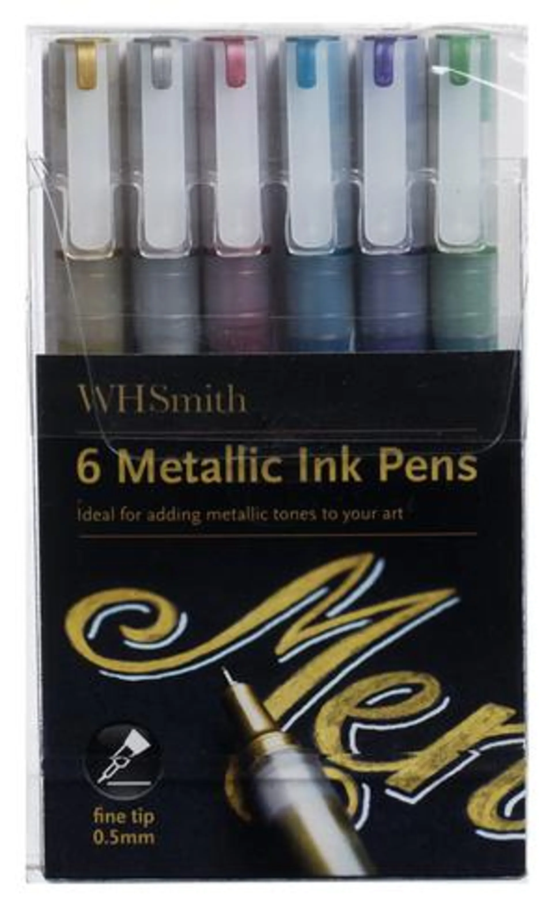 WHSmith Metallic Pens, Multi Ink (Pack of 6)