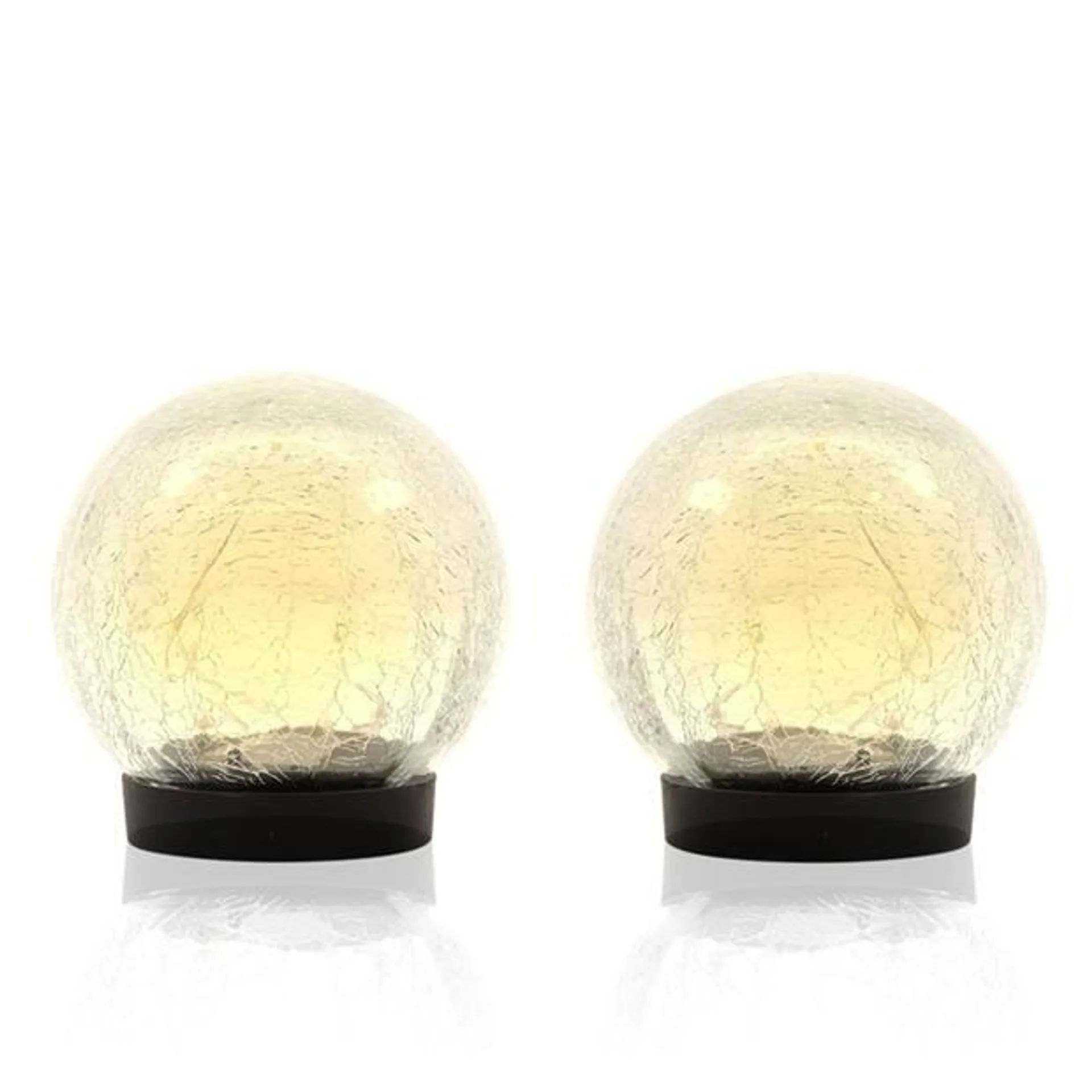 Pair of Solar Powered LED Crackle Balls