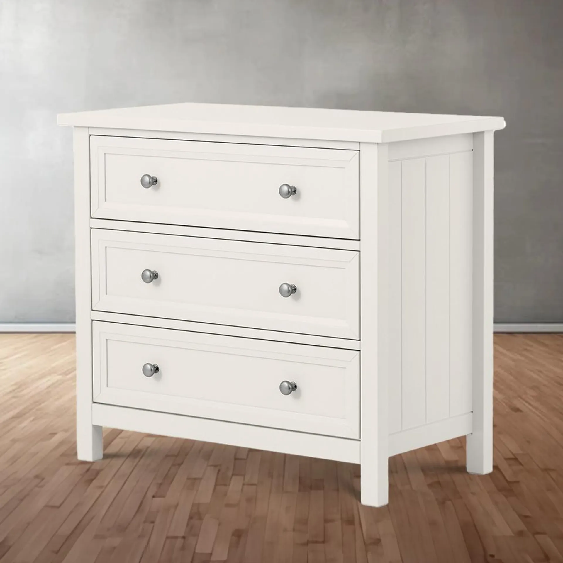 Julian Bowen Maine 3 Drawer Surf White Wide Chest of Drawers