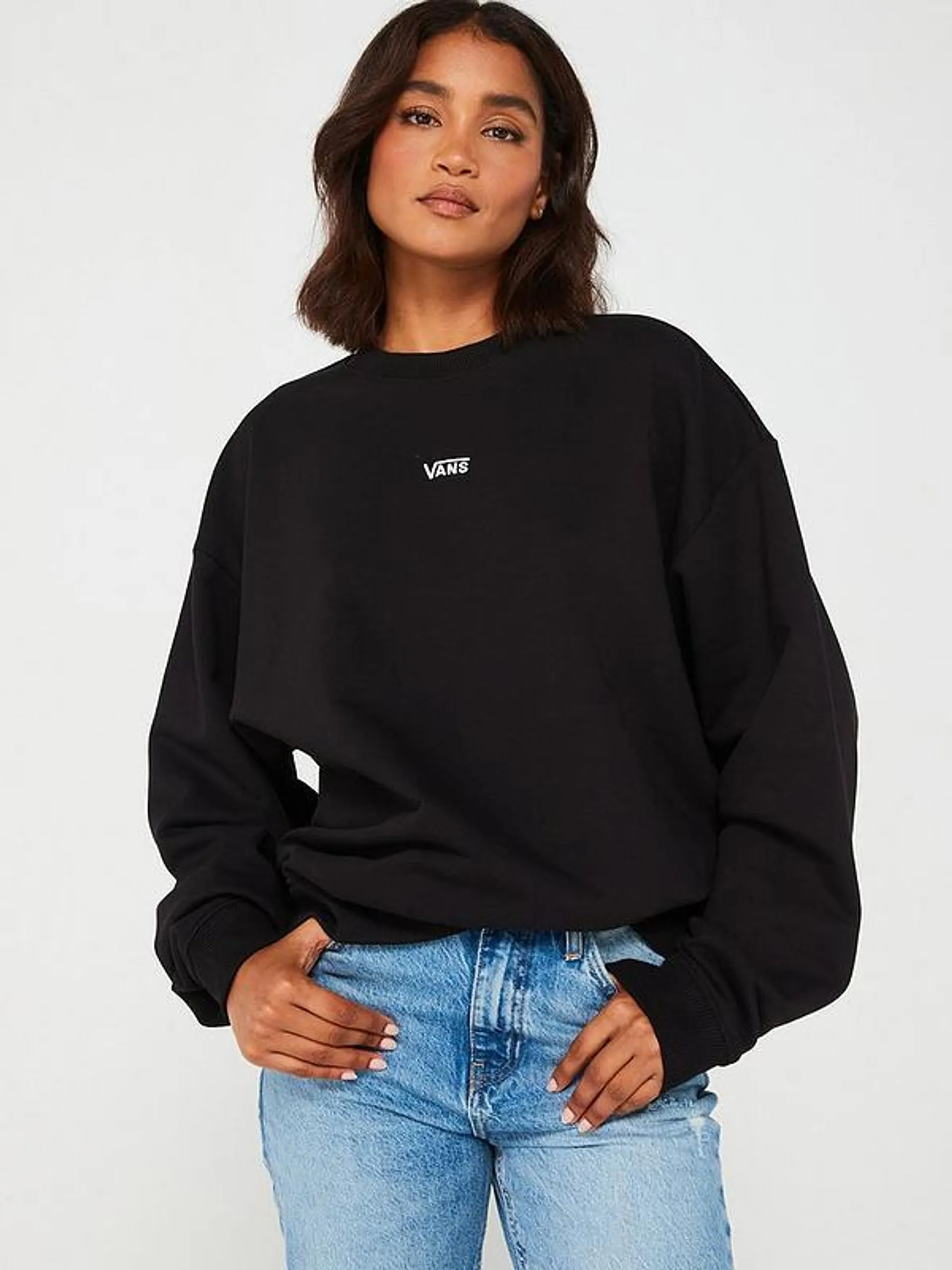 Womens Flying V Oversized Crew Sweatshirt - Black