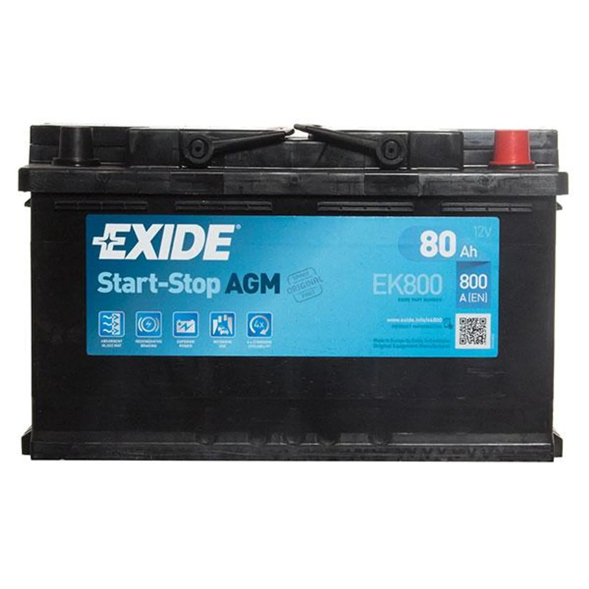 Exide AGM Stop/Start 115 EK800 80AH 800CCA Car Battery (80Ah) - 3 Year Guarantee