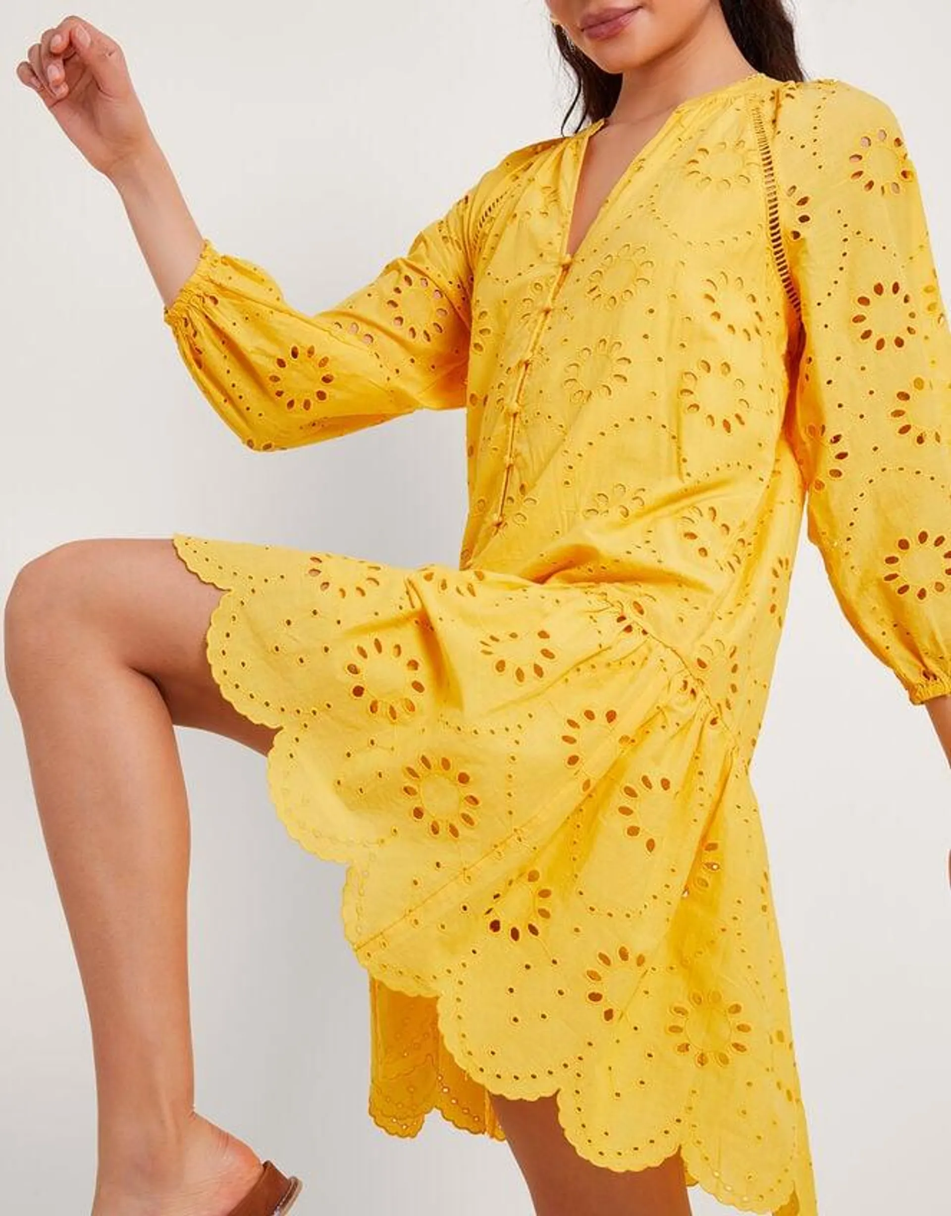 Tilly Broderie Dress Yellow