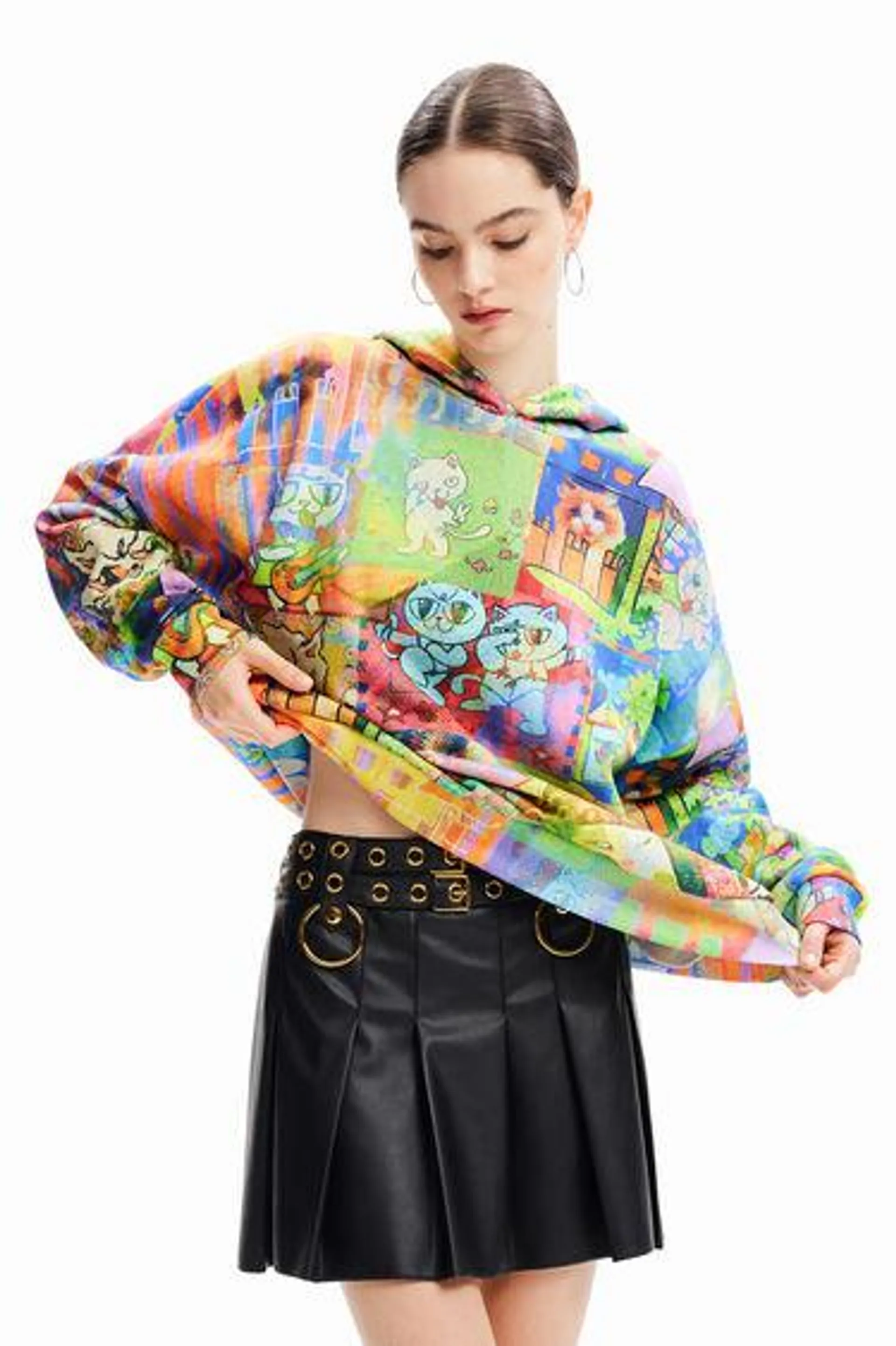 Sudadera oversize gatos María Escoté