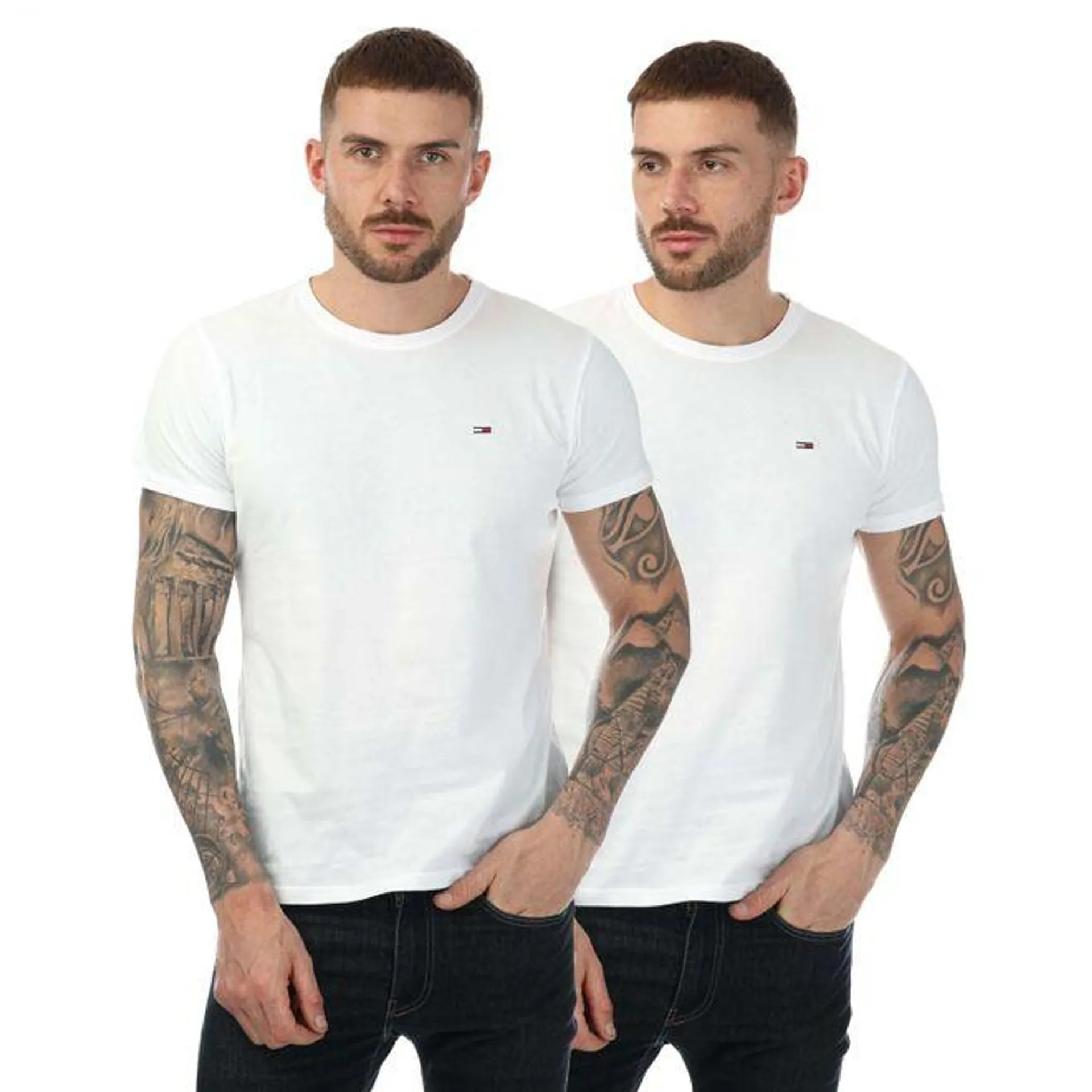 Tommy Jeans Mens 2 Pack Slim Crew Neck T-Shirt in White