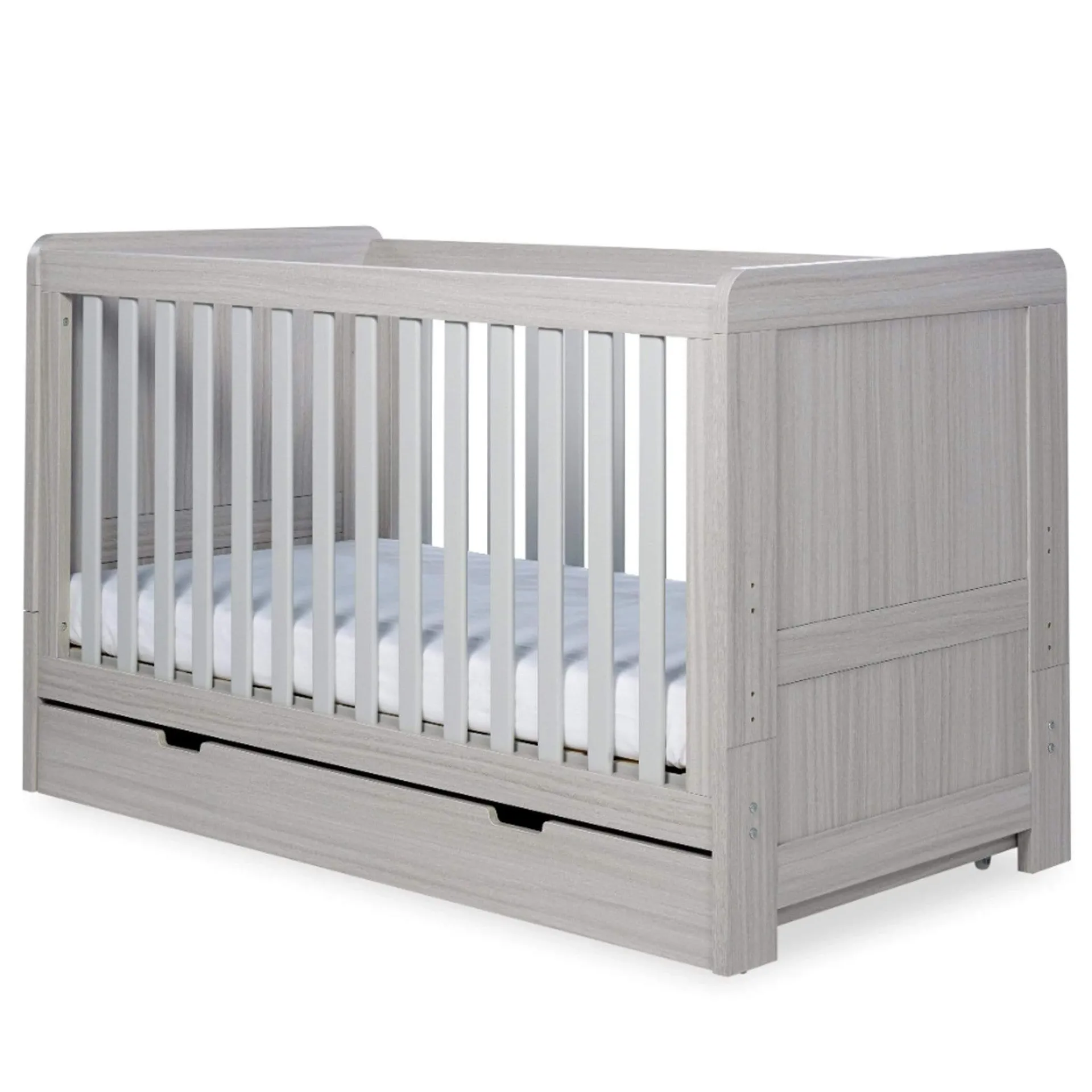 Ickle Bubba Pembrey Cot Bed and Under Drawer Ash Grey