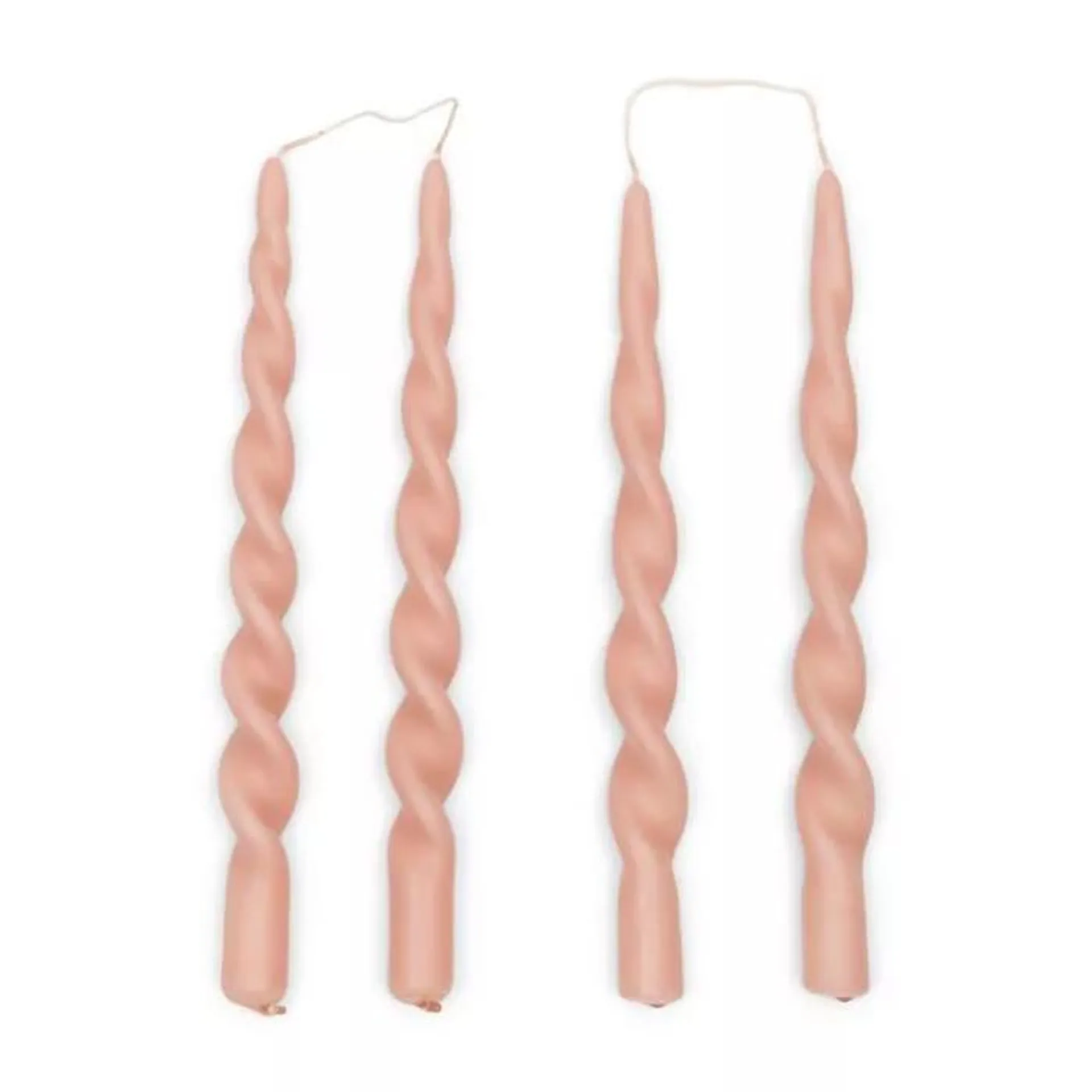 Dining Candle Twisted, Pink, Set of 4