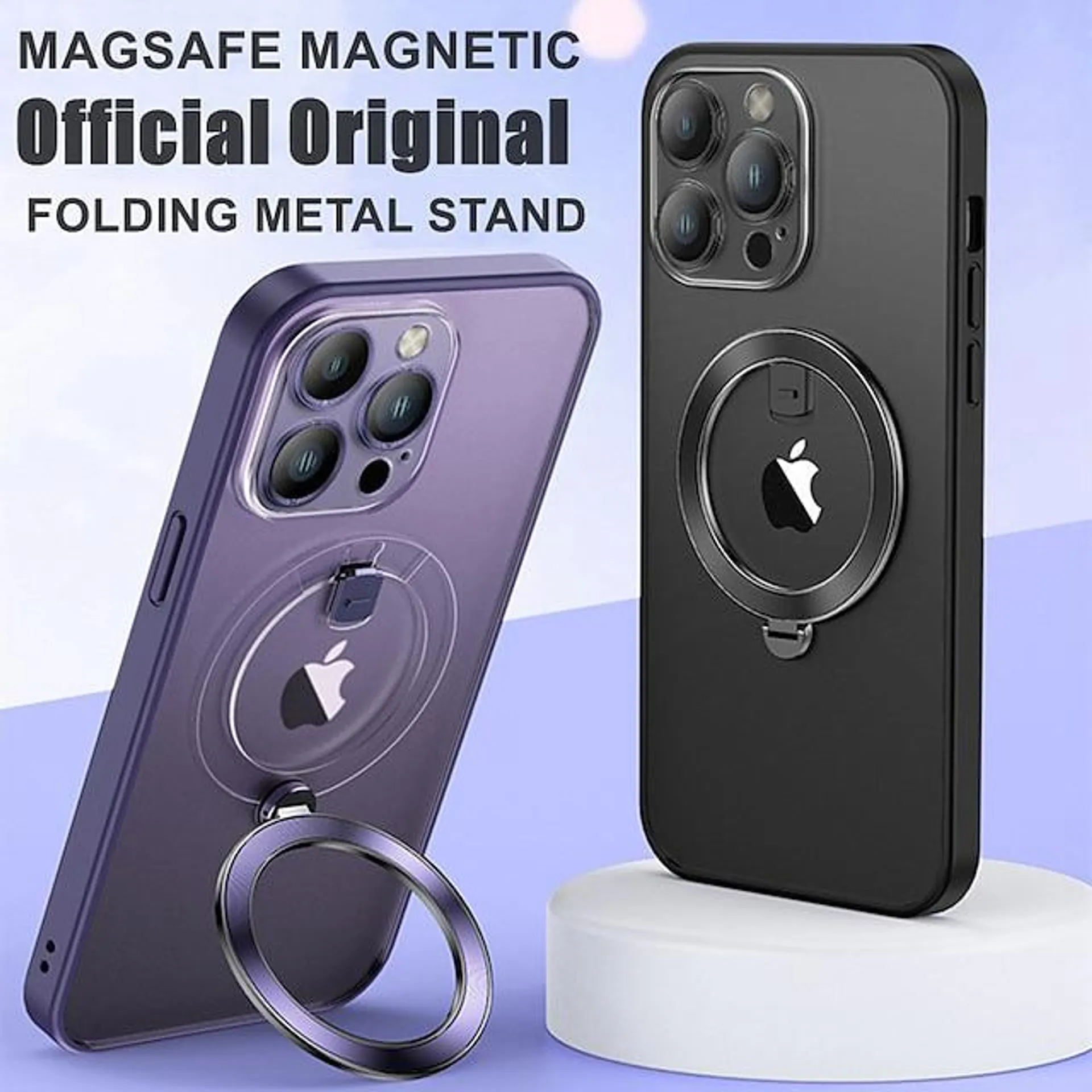 Phone Case For Apple With Magsafe iPhone 14 13 Pro Max Plus Bumper Frame Ring Holder Frosted Solid Colored PC