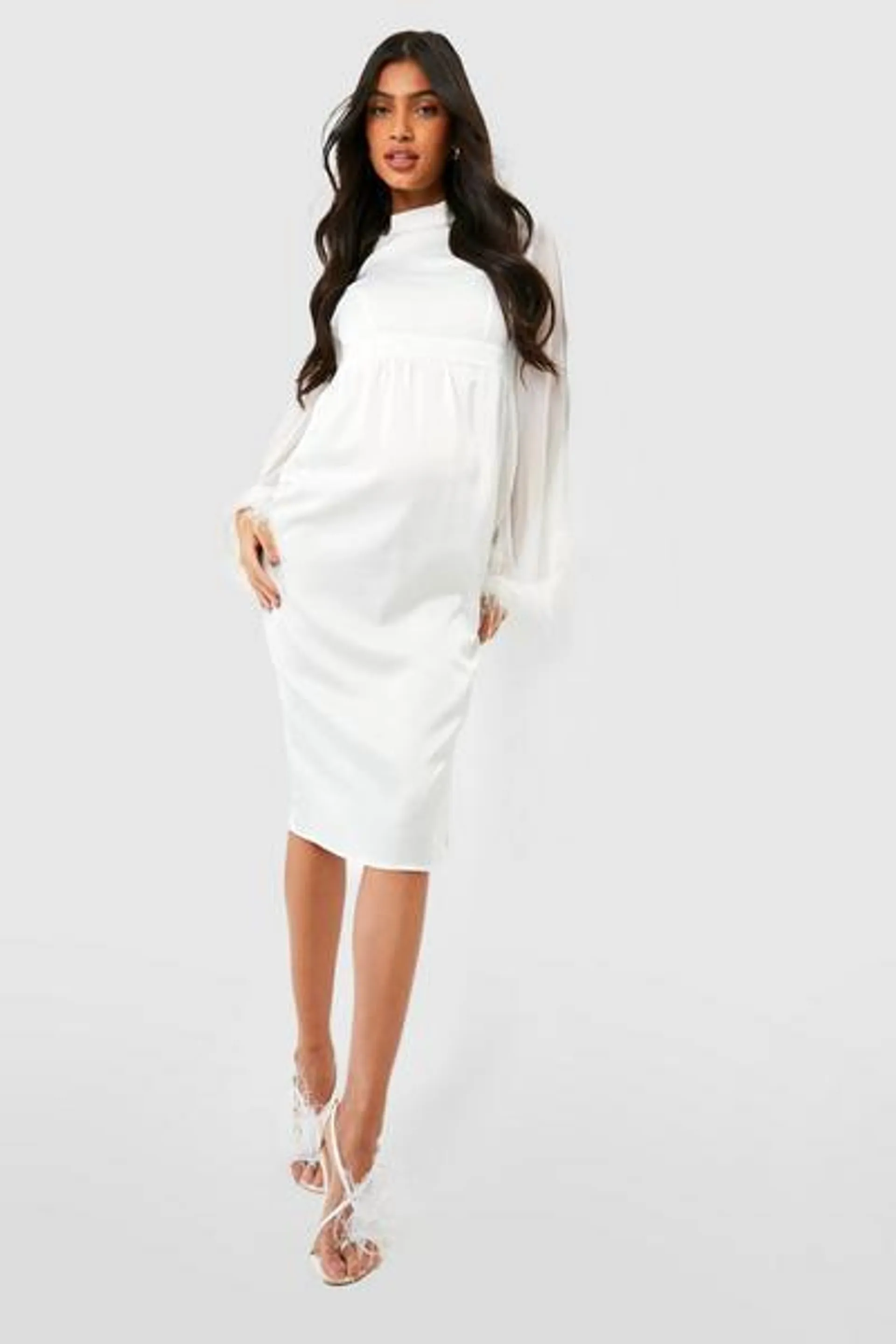 Maternity Occasion Feather Cape Midi Dress