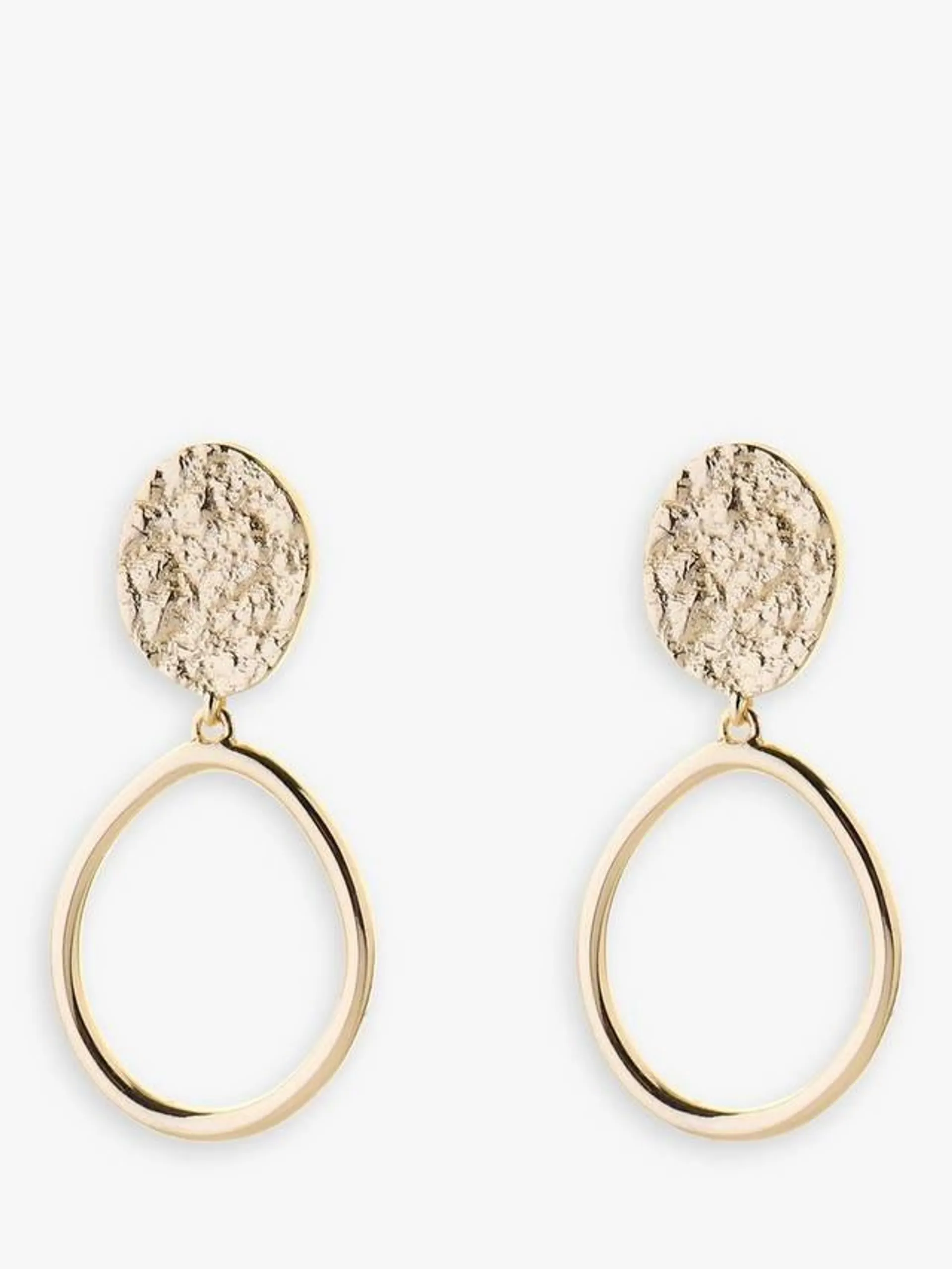 Textured Oval Drop Earrings, Gold