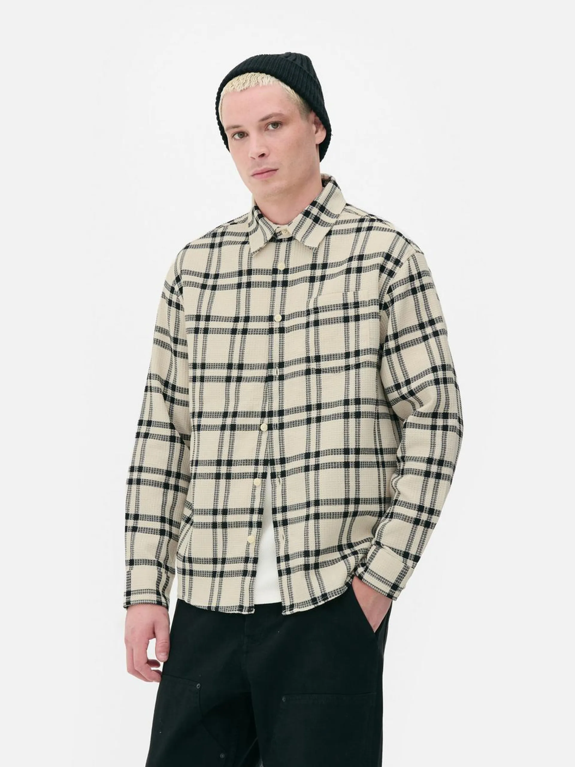 Check Waffle Textured Shirt