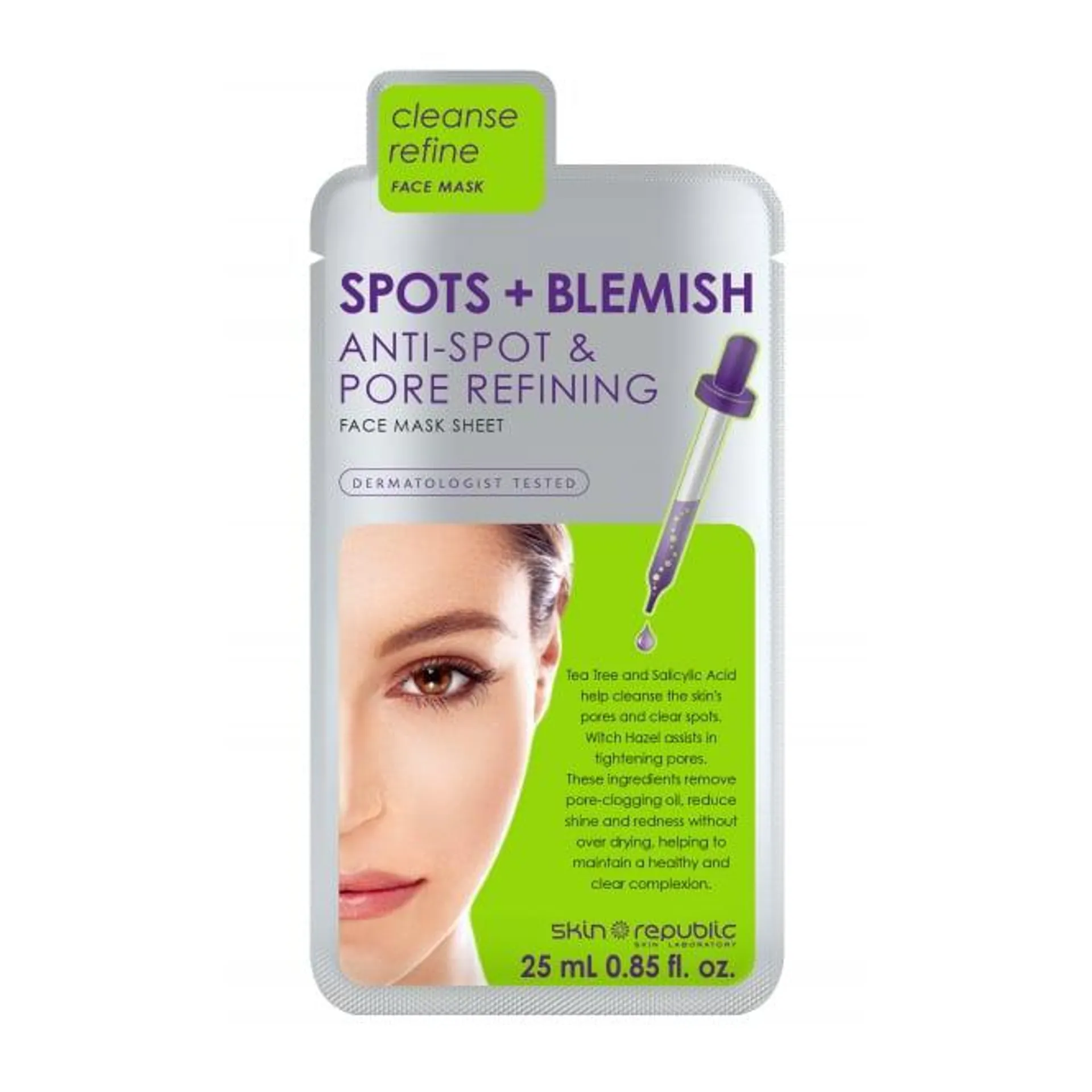 Skin Republic Spots+Blemish Anti-Spot & Pore Refining Cleanse Face Mask 25ml Sachet