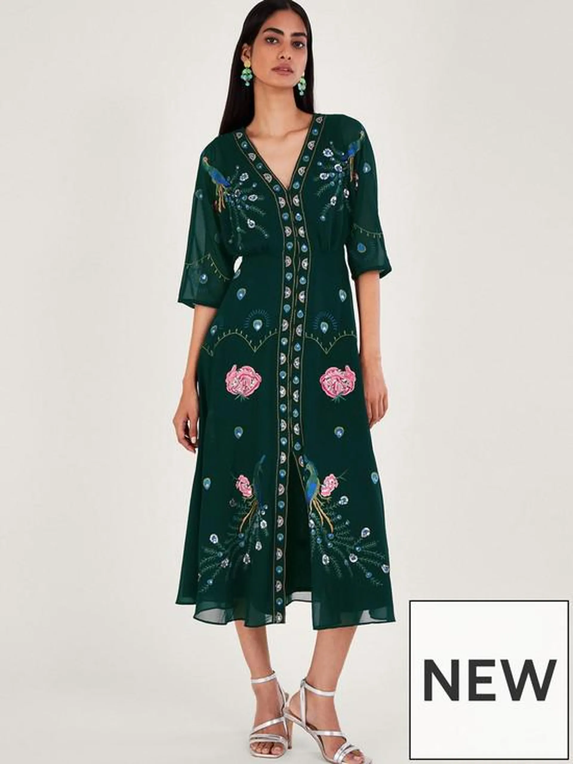 Perla Embroidered Tea Dress