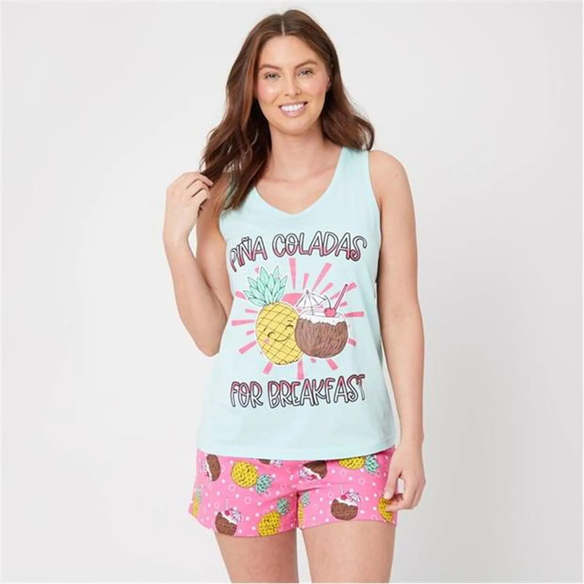 Jersey Pina Colada Shortie Pyjama Set