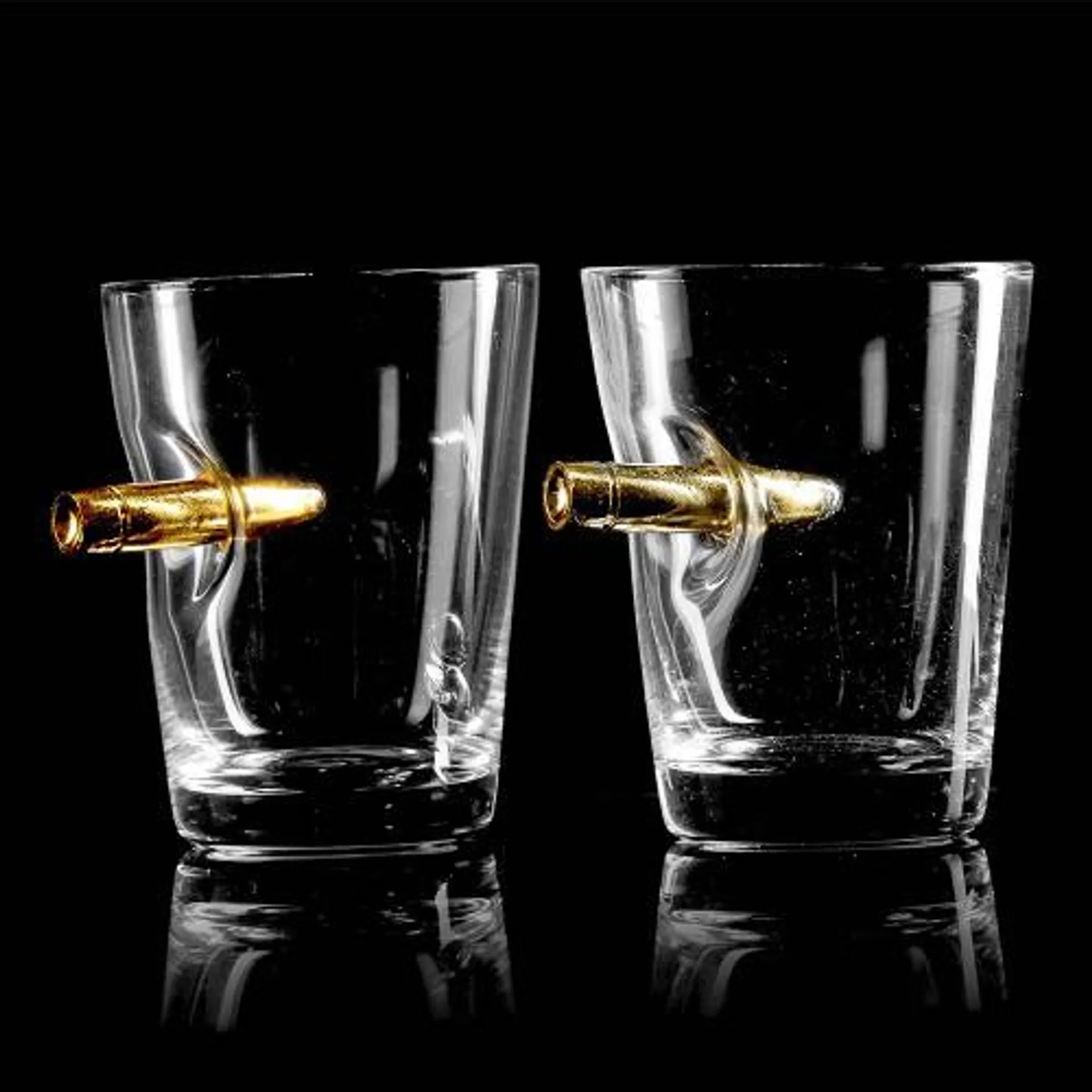 Bullet Shot Crystal Spirit Glasses - Pack of 2 by Bar Bespoke