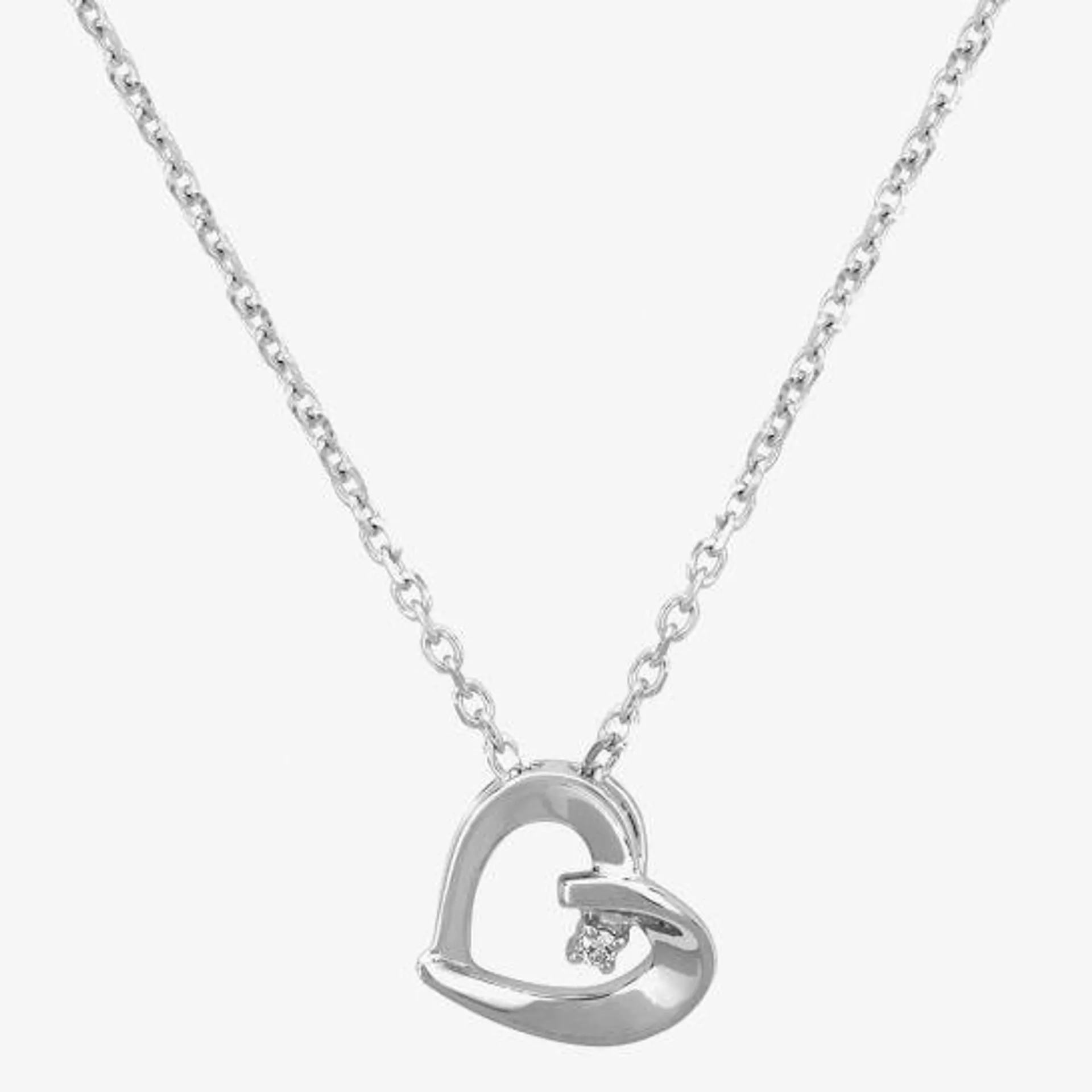 Silver Sparkle Silver Framed Heart Pendant P3171C(T)