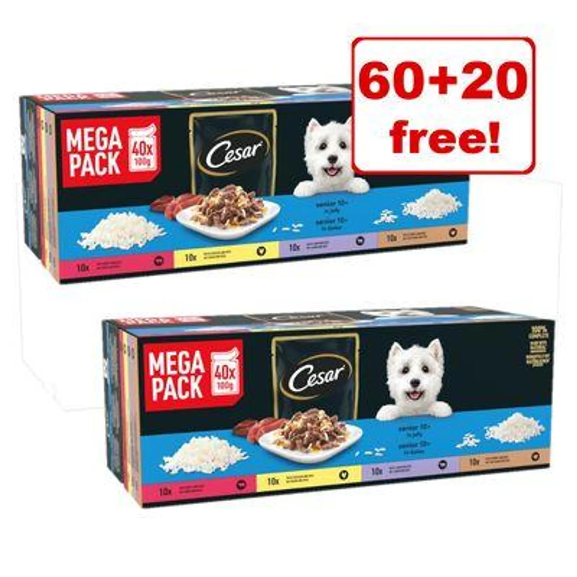 80 x 100g Cesar Wet Dog Food 60 + 20 Free! *