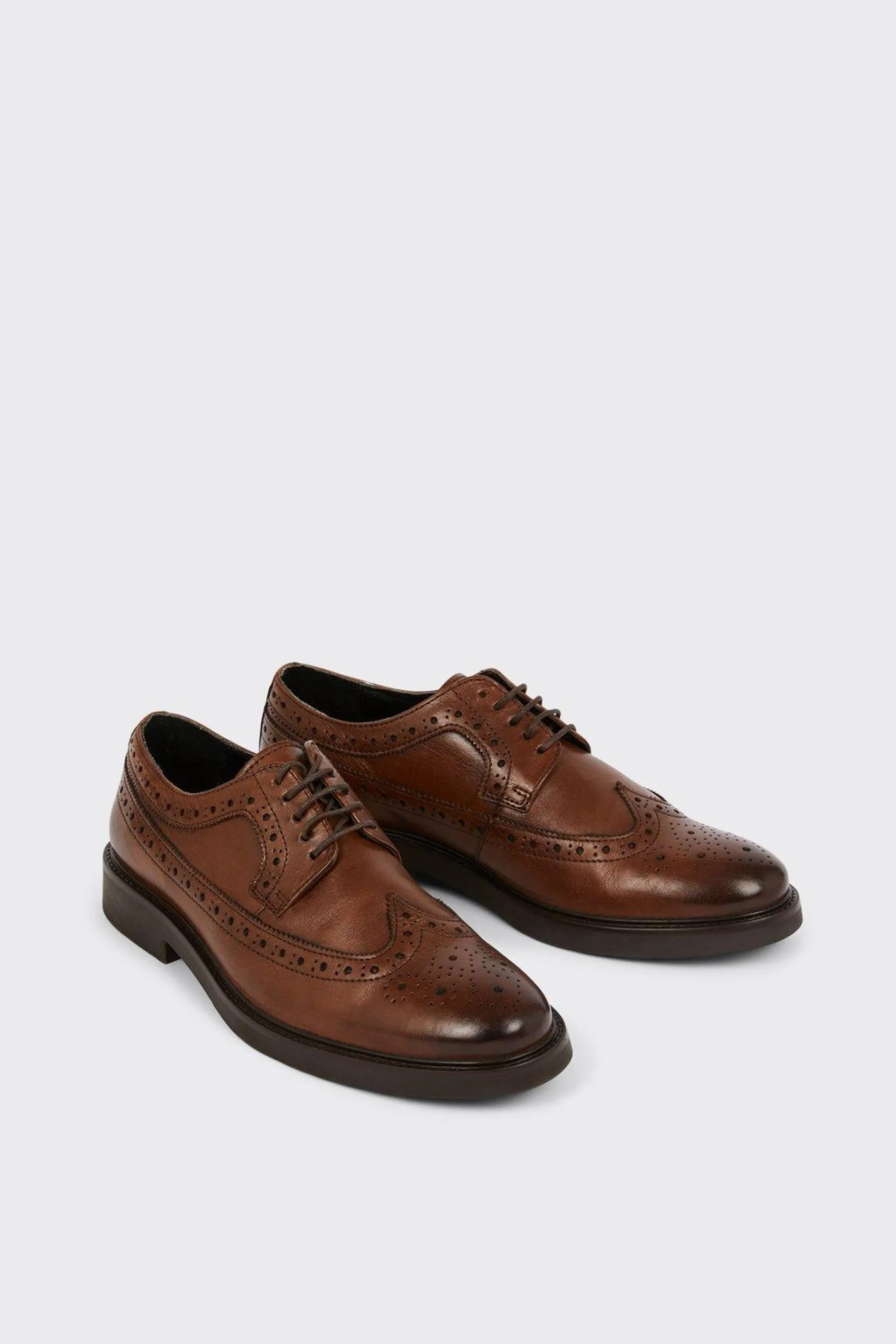 Brown Smart Leather Derby Brogue Shoes