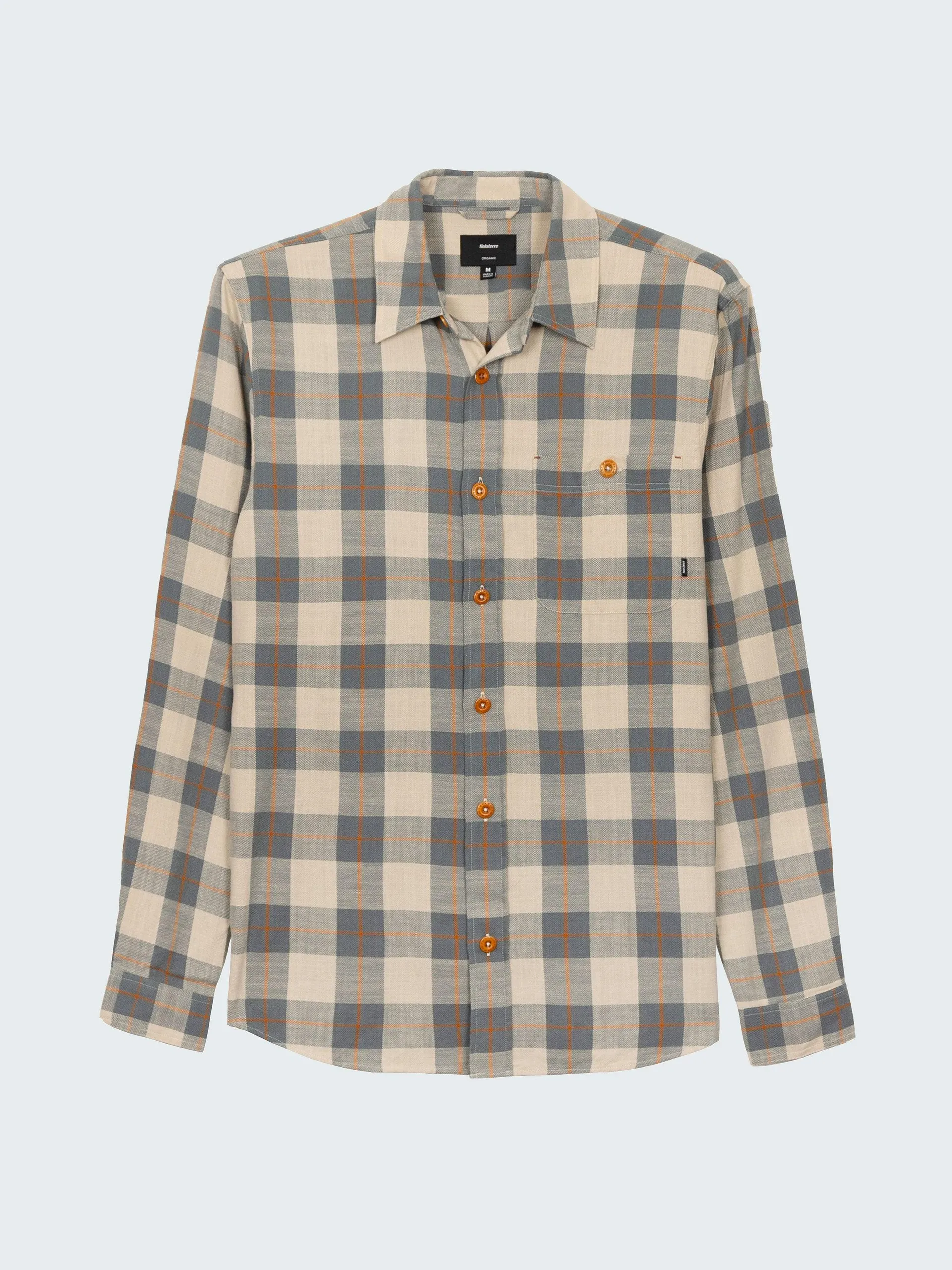 Organic cotton checked shirt in deep sea blue