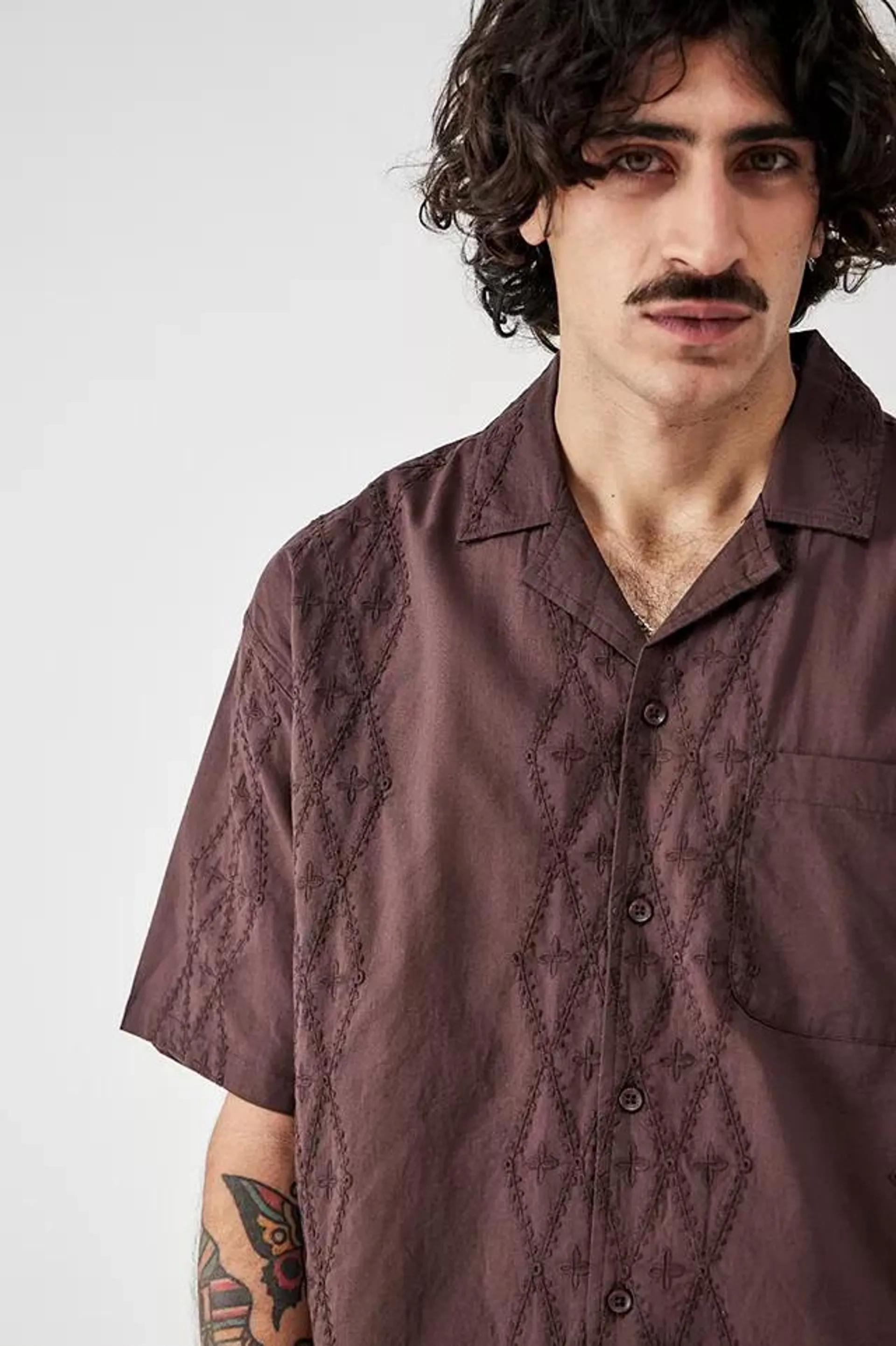 BDG Brown Broderie Shirt