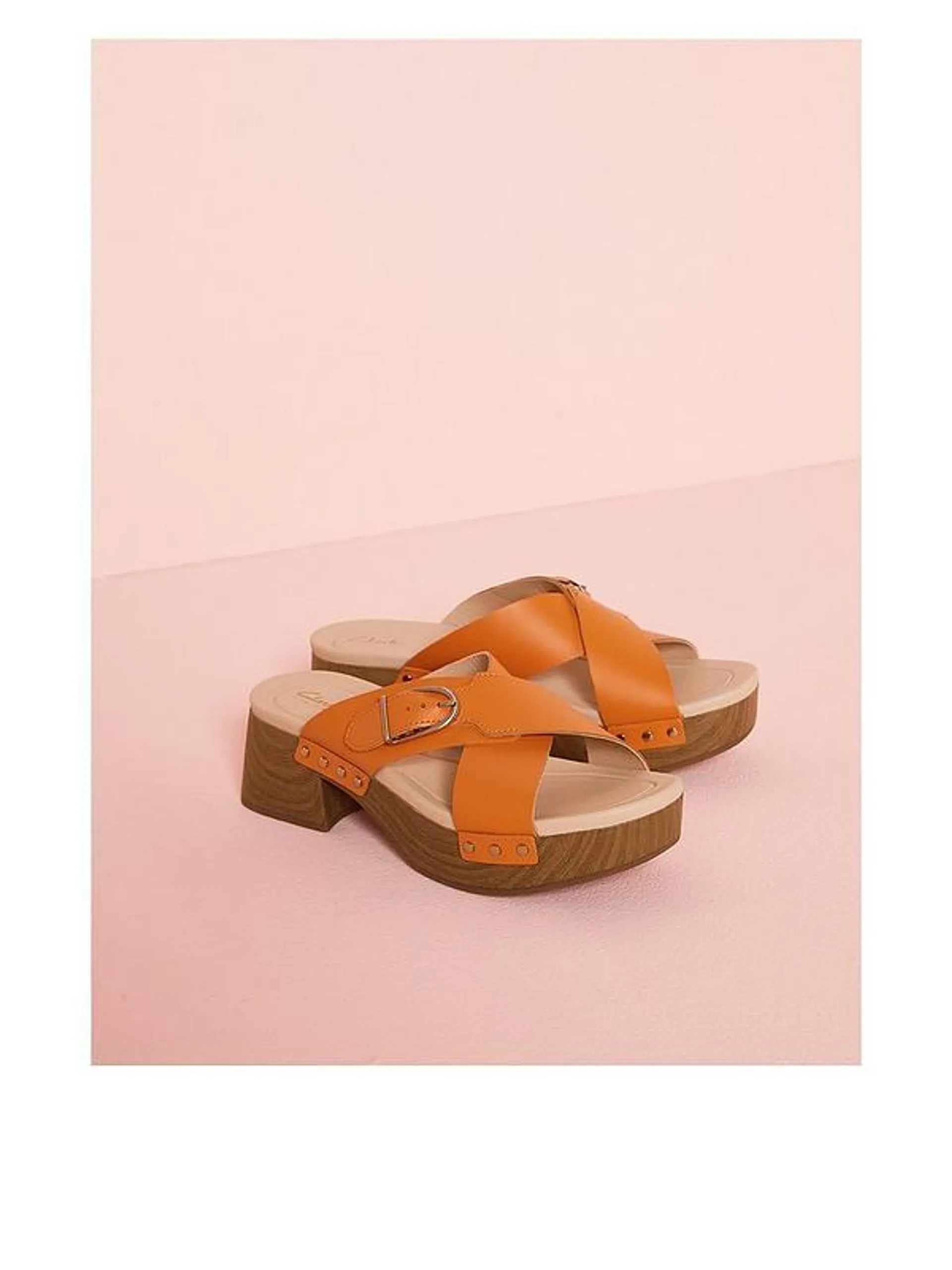 Sivanne Walk Open Toe Leather Clogs - Orange