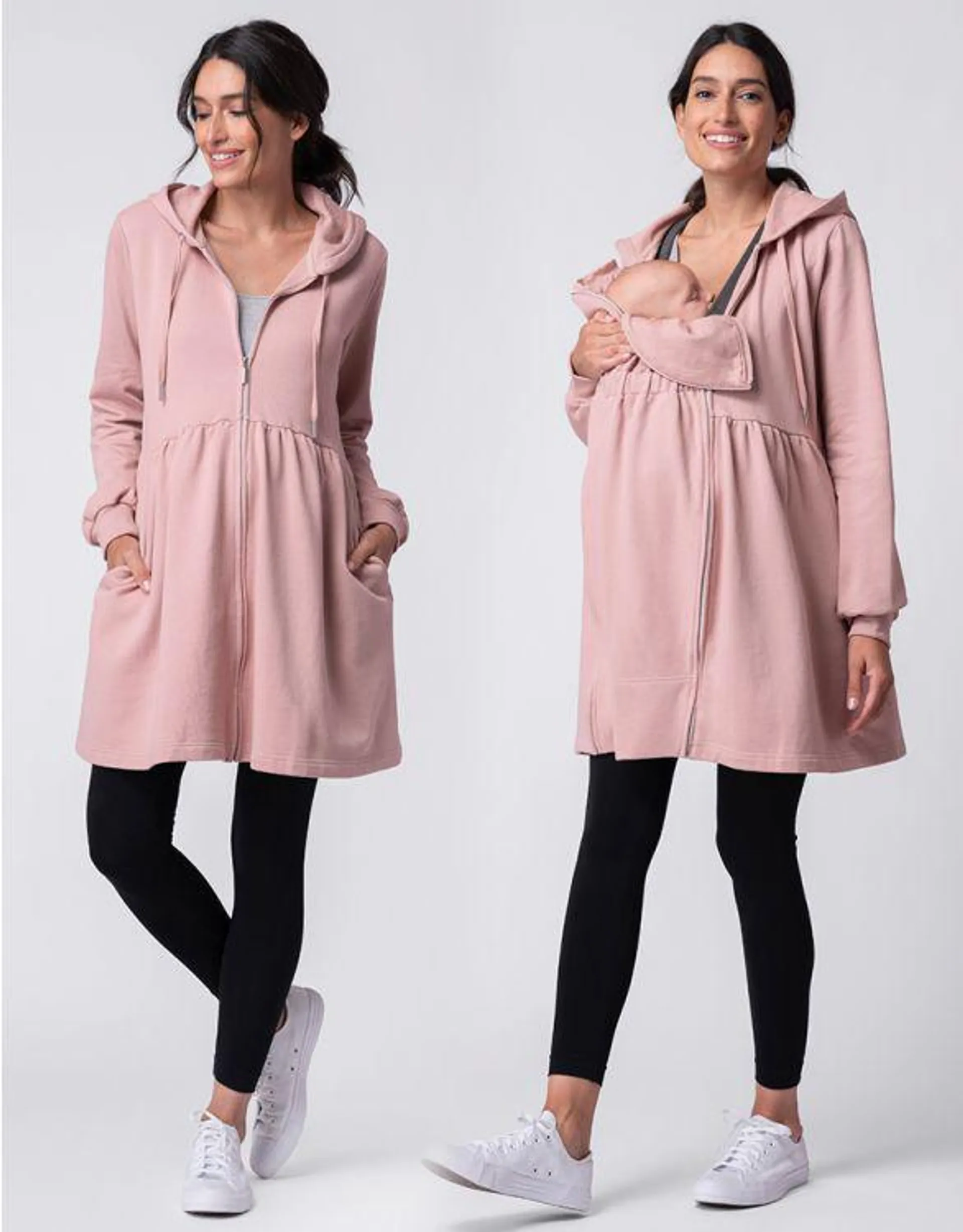 Pink 3 in 1 Maternity & Babywearing Hoodie Tunic