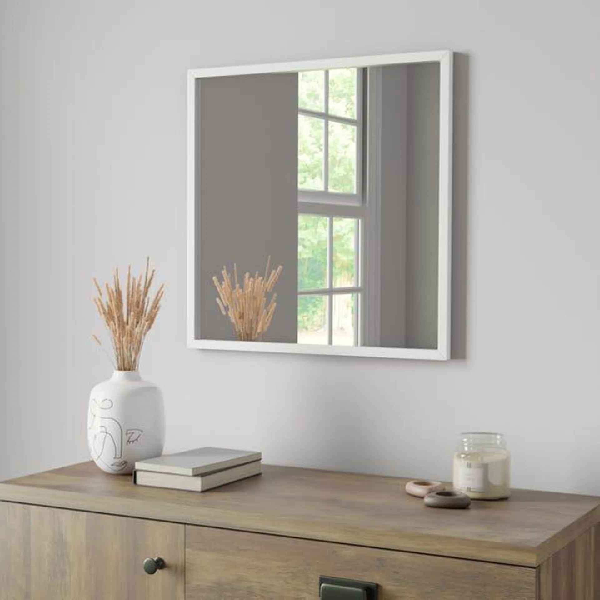Essentials Square Mirror, White 55cm