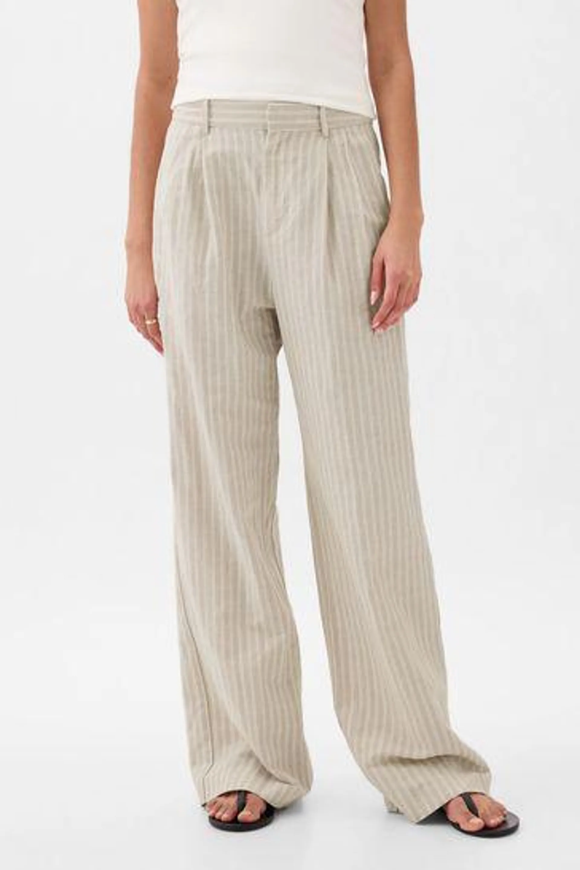 High Waisted Linen Cotton Trousers