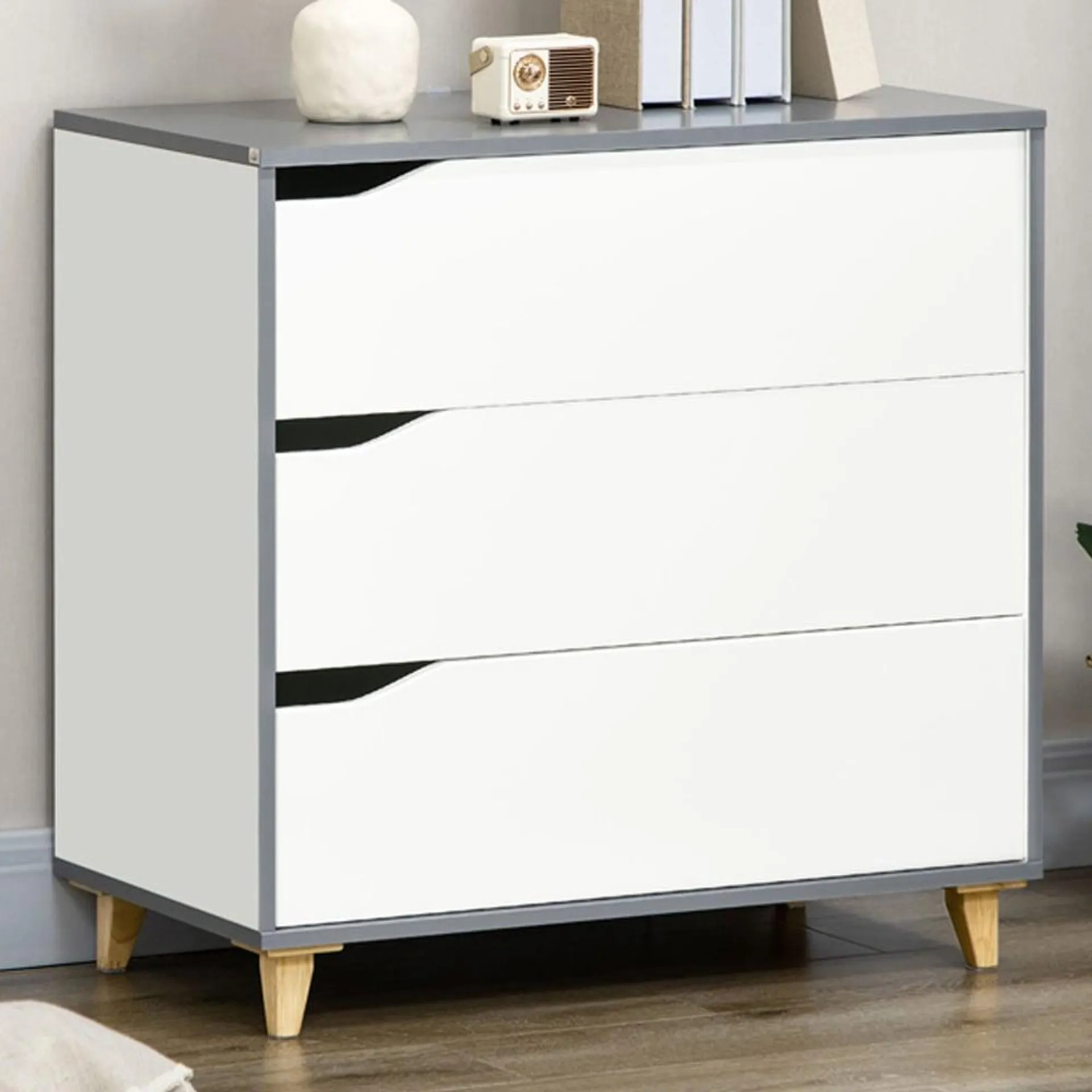 Portland 3 Drawer White Storage Cabinet