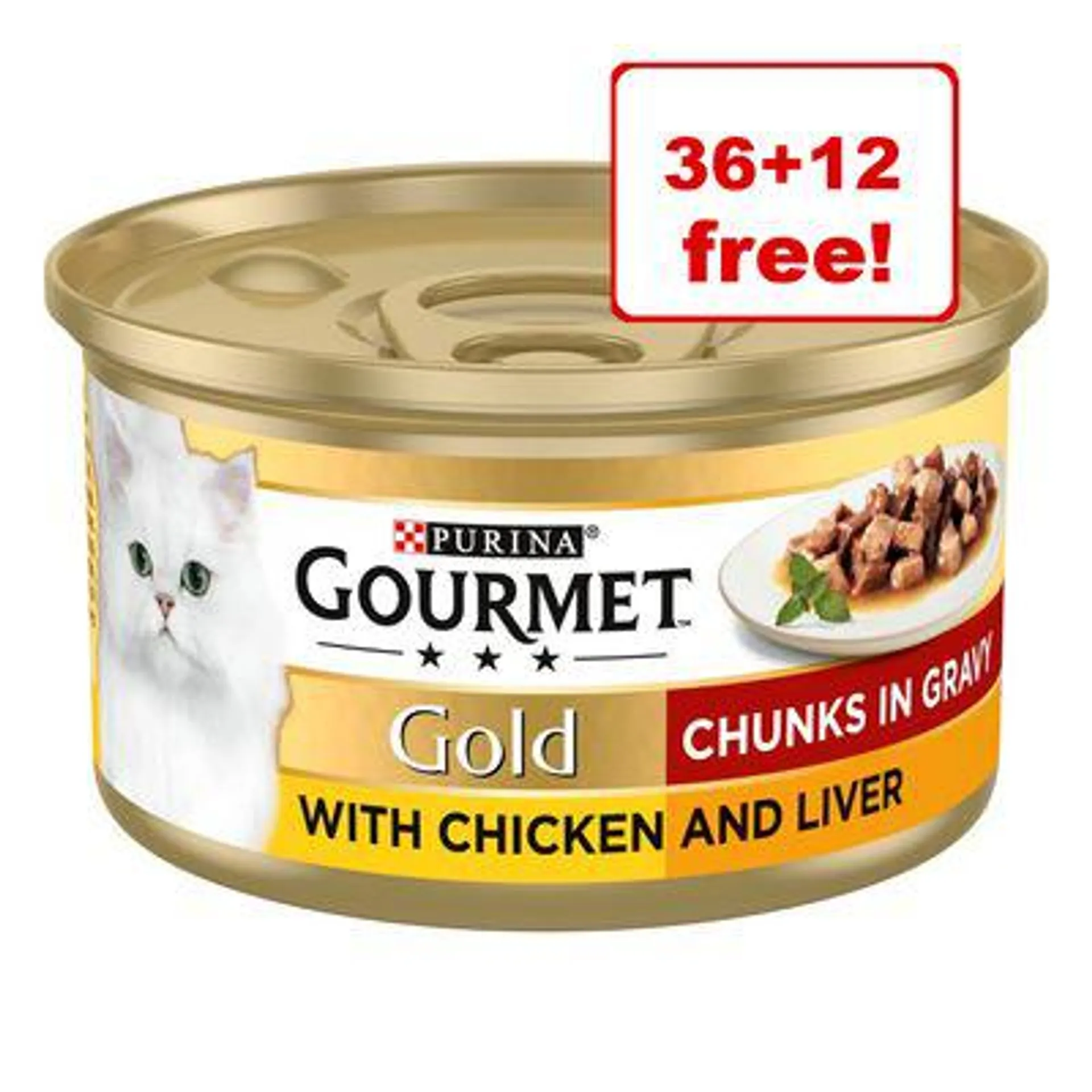 48 x 85g Gourmet Gold Wet Cat Food - 36 + 12 Free! *