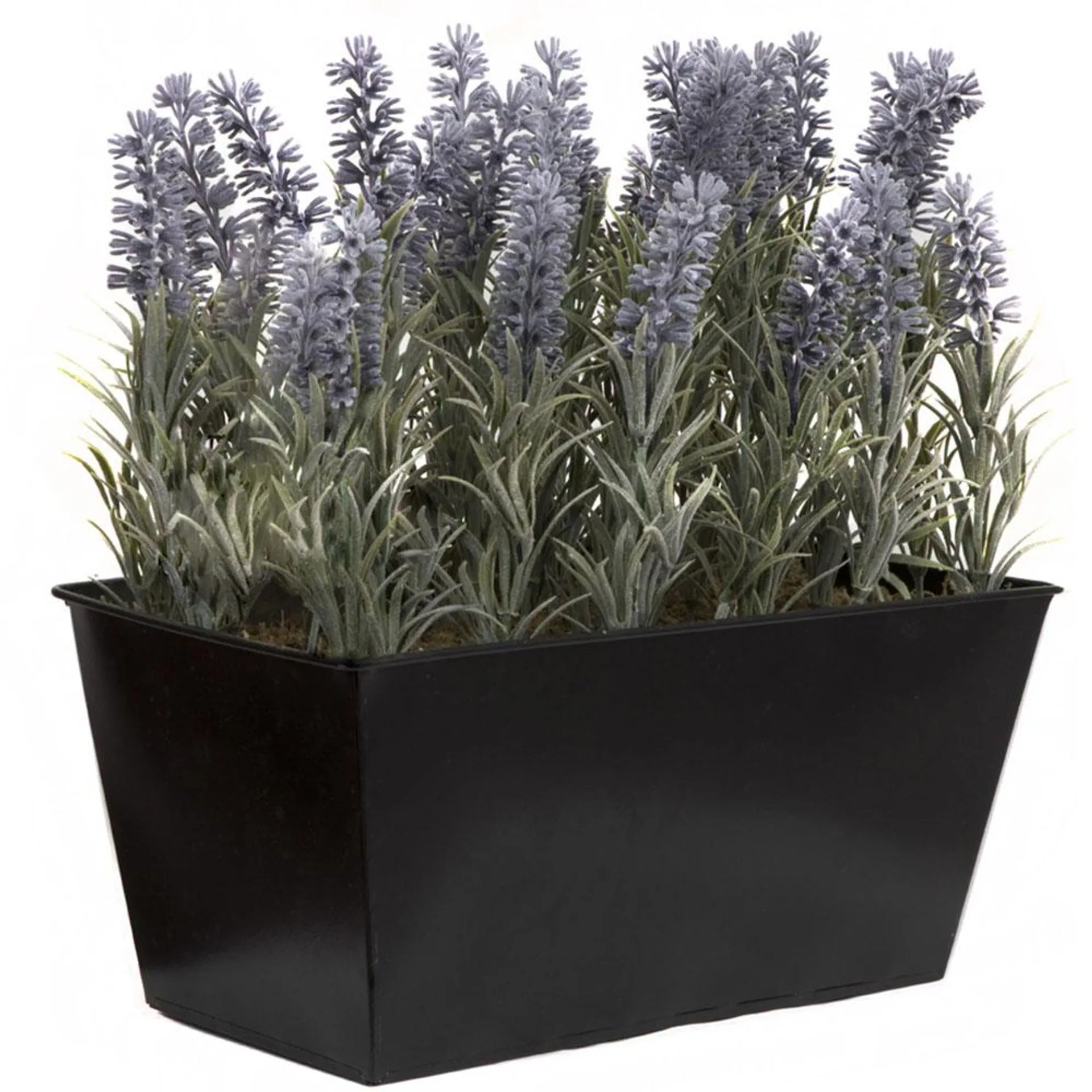GreenBrokers Artificial Lavender Plant in Black Window Box 30cm