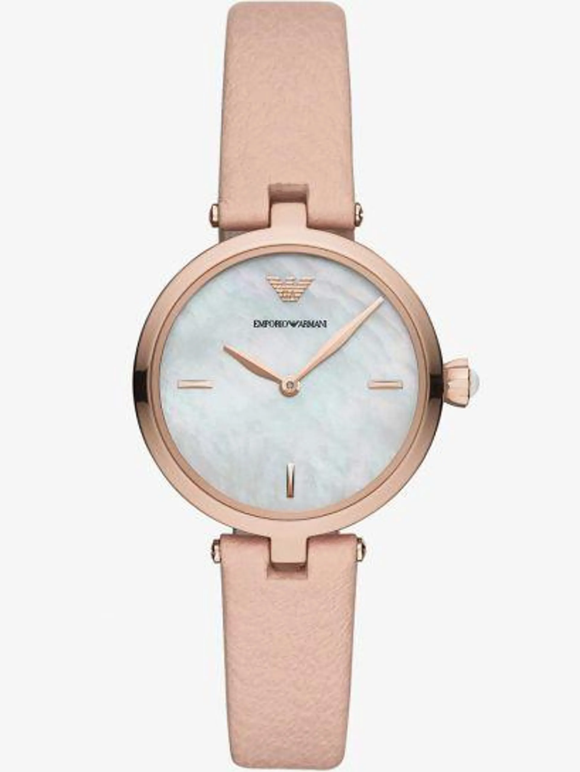 Ladies Rose Gold Plated Mother Of Pearl Dial Pink Leather Strap Watch