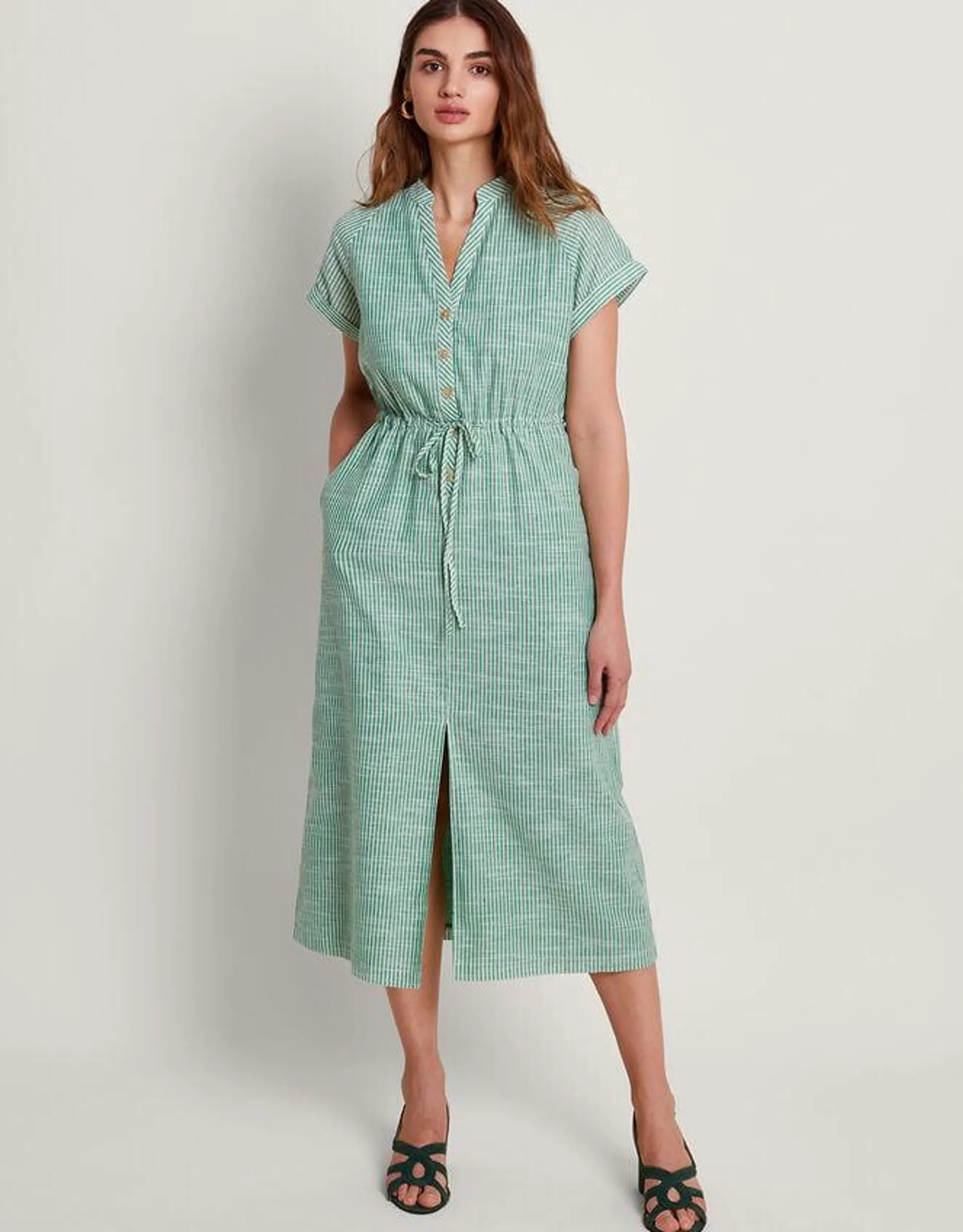 Athena Stripe Dress Green